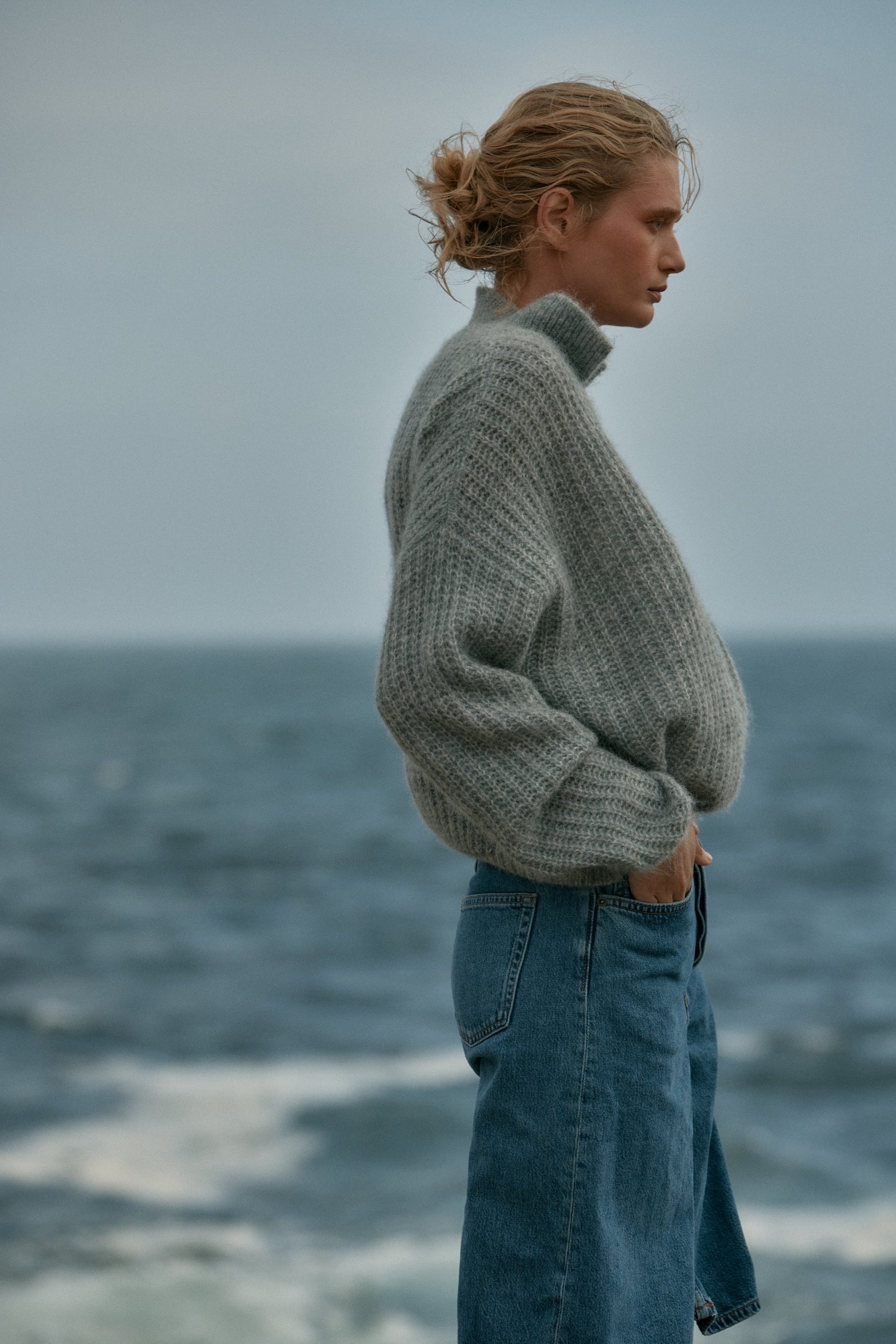 Clover Cable Sweater - Grey