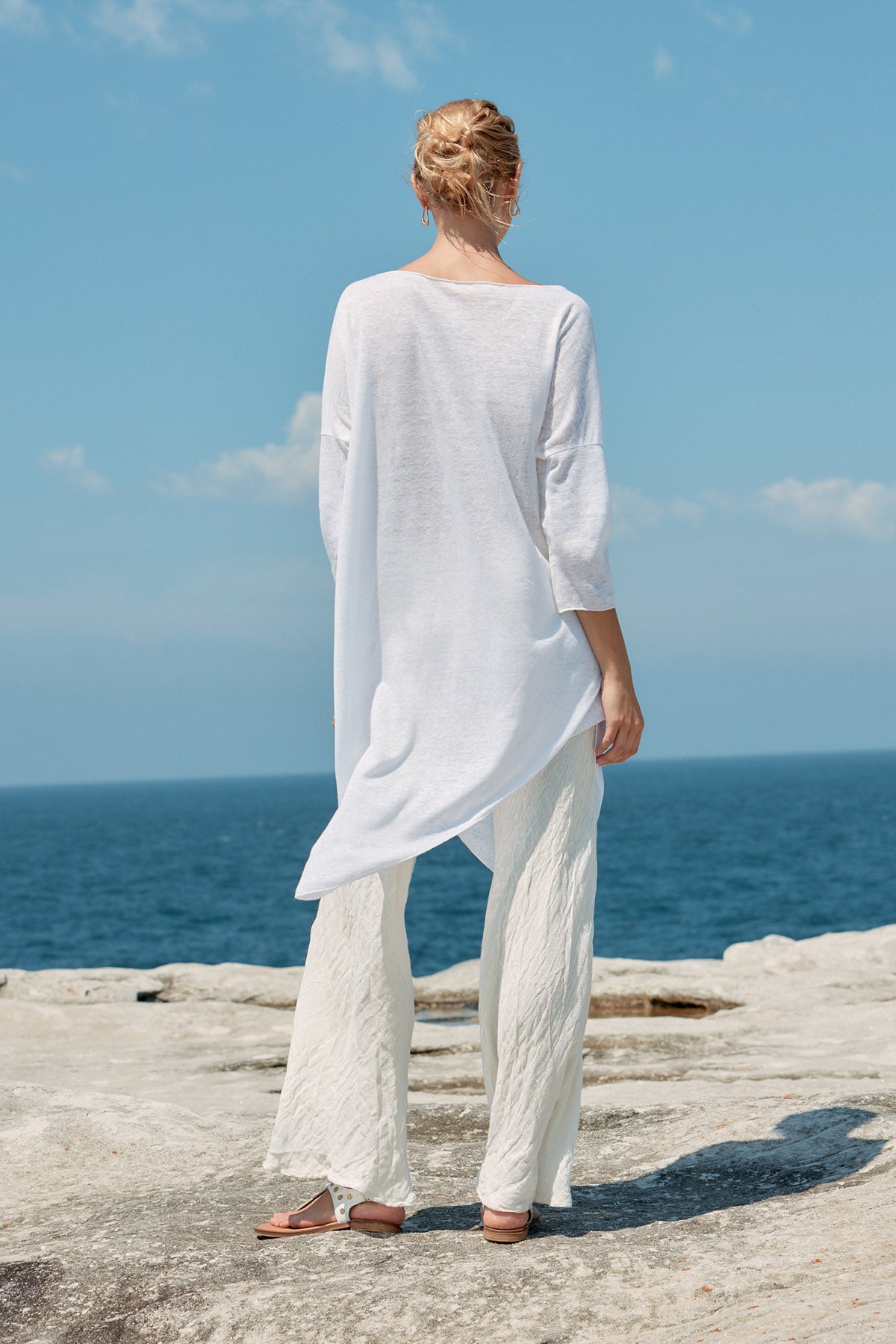 Assymetric Linen Midi Dress - White