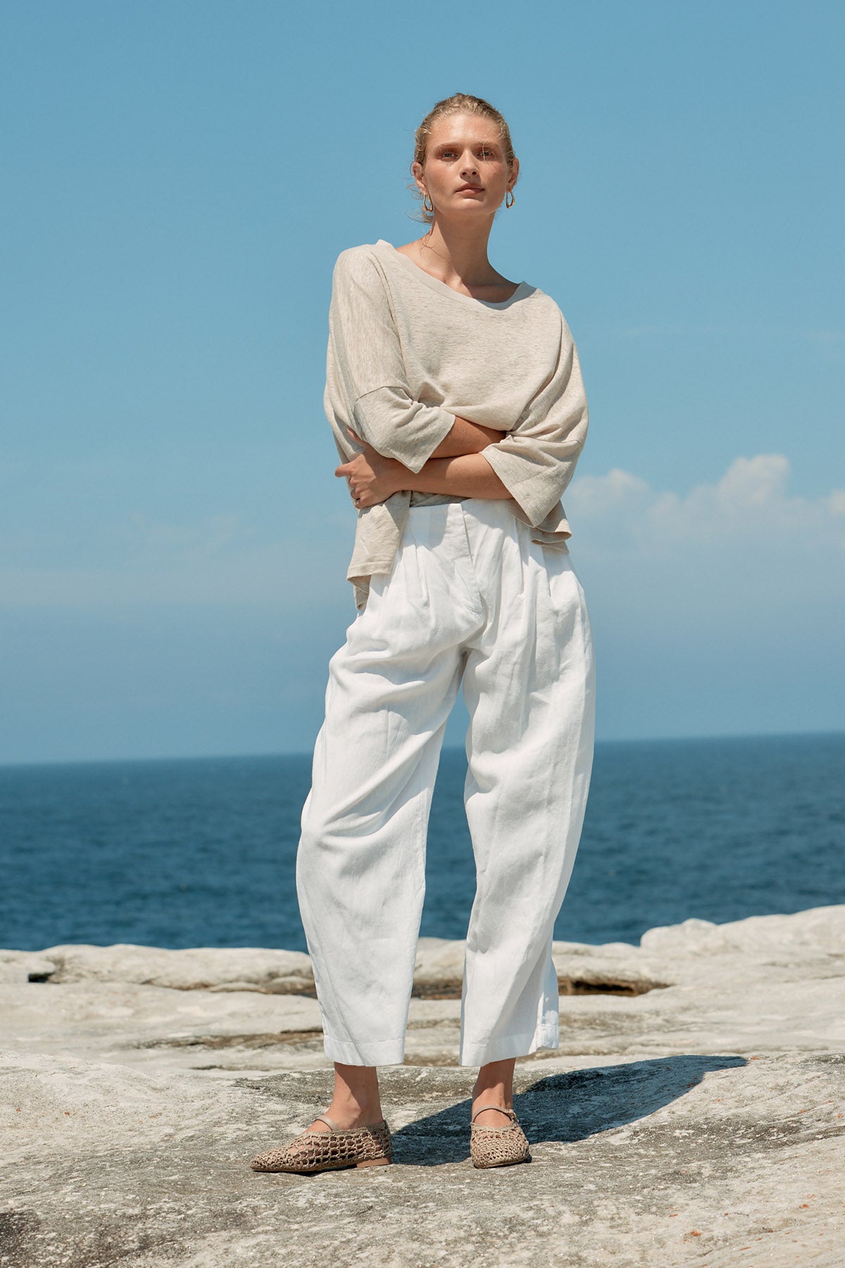 Box Linen Tee - Natural
