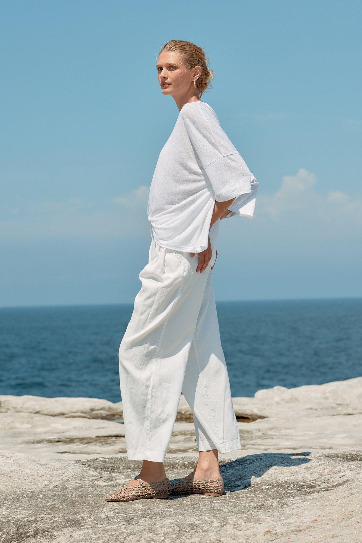 Box Linen Tee - White