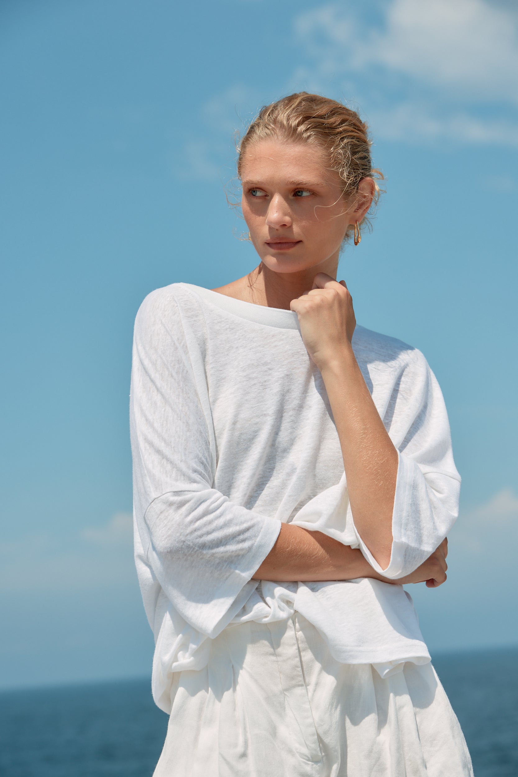 Box Linen Tee - White