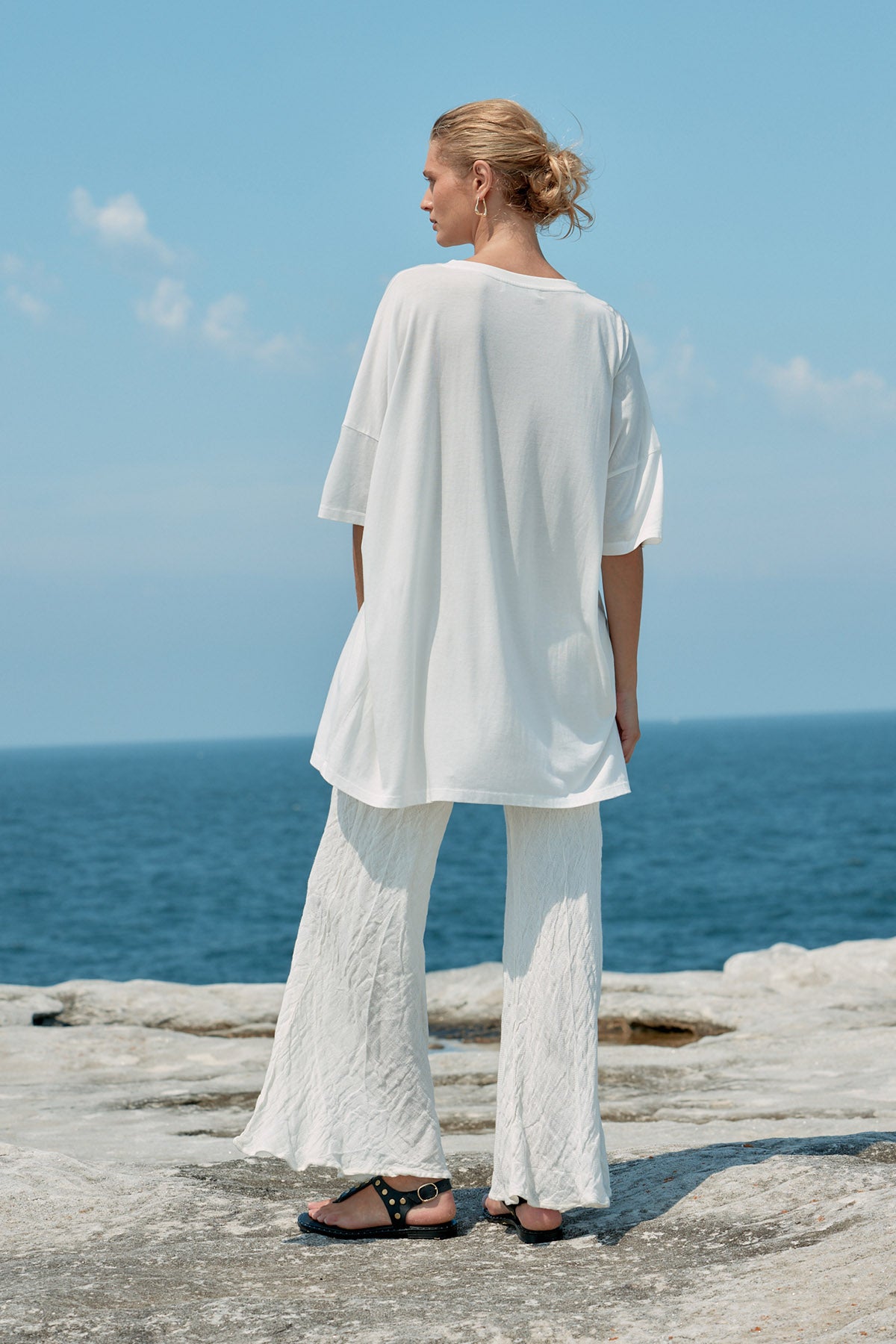 Cotton/Tencel Short T-Shirt Dress - White