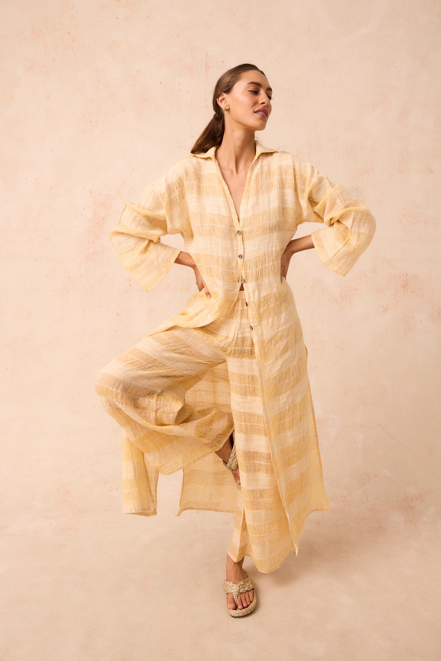 Tusso Shirt Dress - Tela Atena Yellow