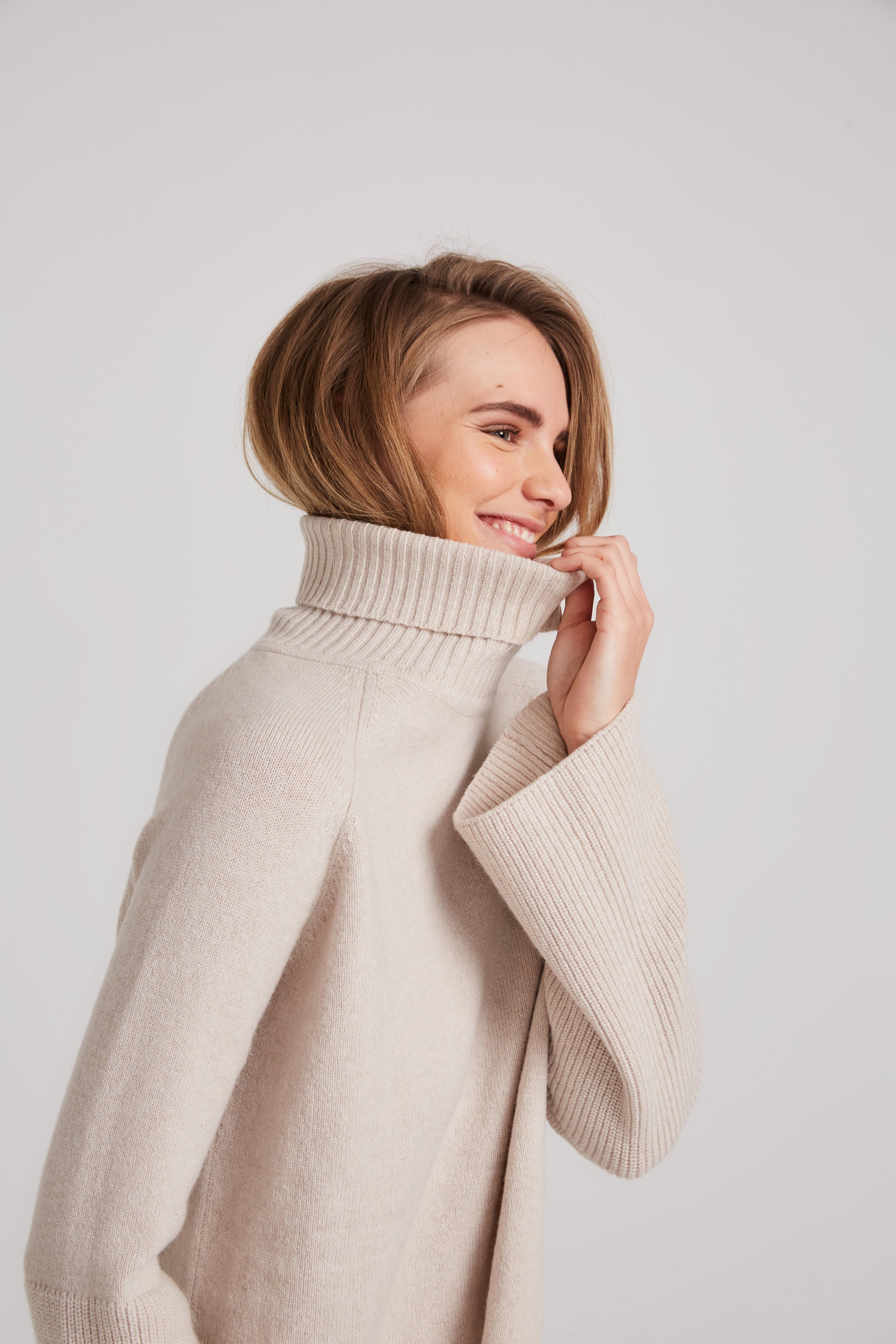 Sienna Wool Fitted Turtleneck - Stone - LAST ONE - Size XS