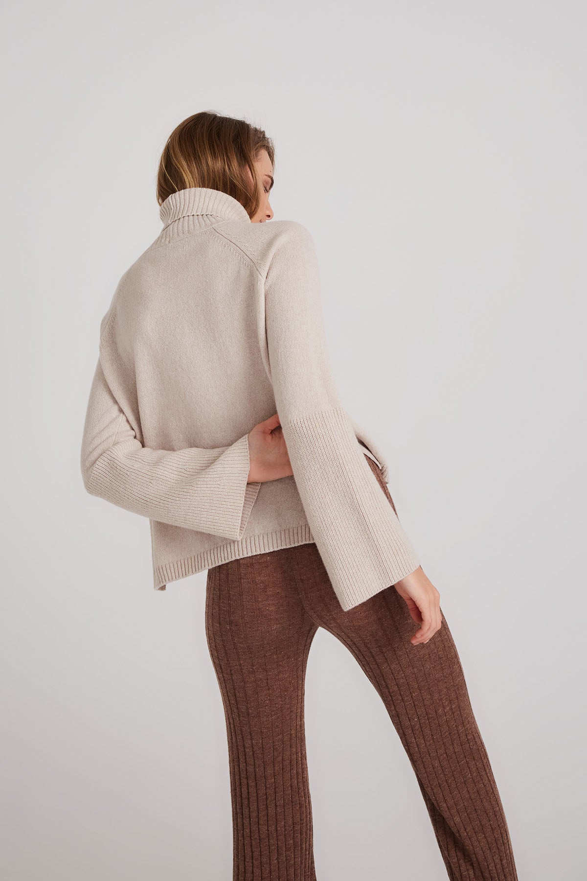 Sienna Wool Fitted Turtleneck - Stone - LAST ONE - Size XS