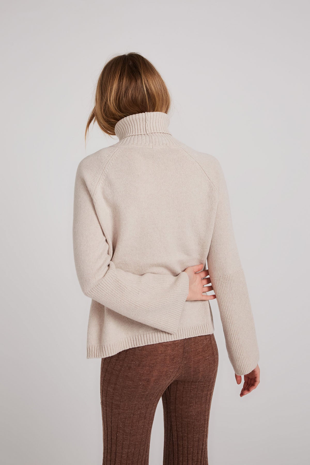 Sienna Wool Fitted Turtleneck - Stone - LAST ONE - Size XS