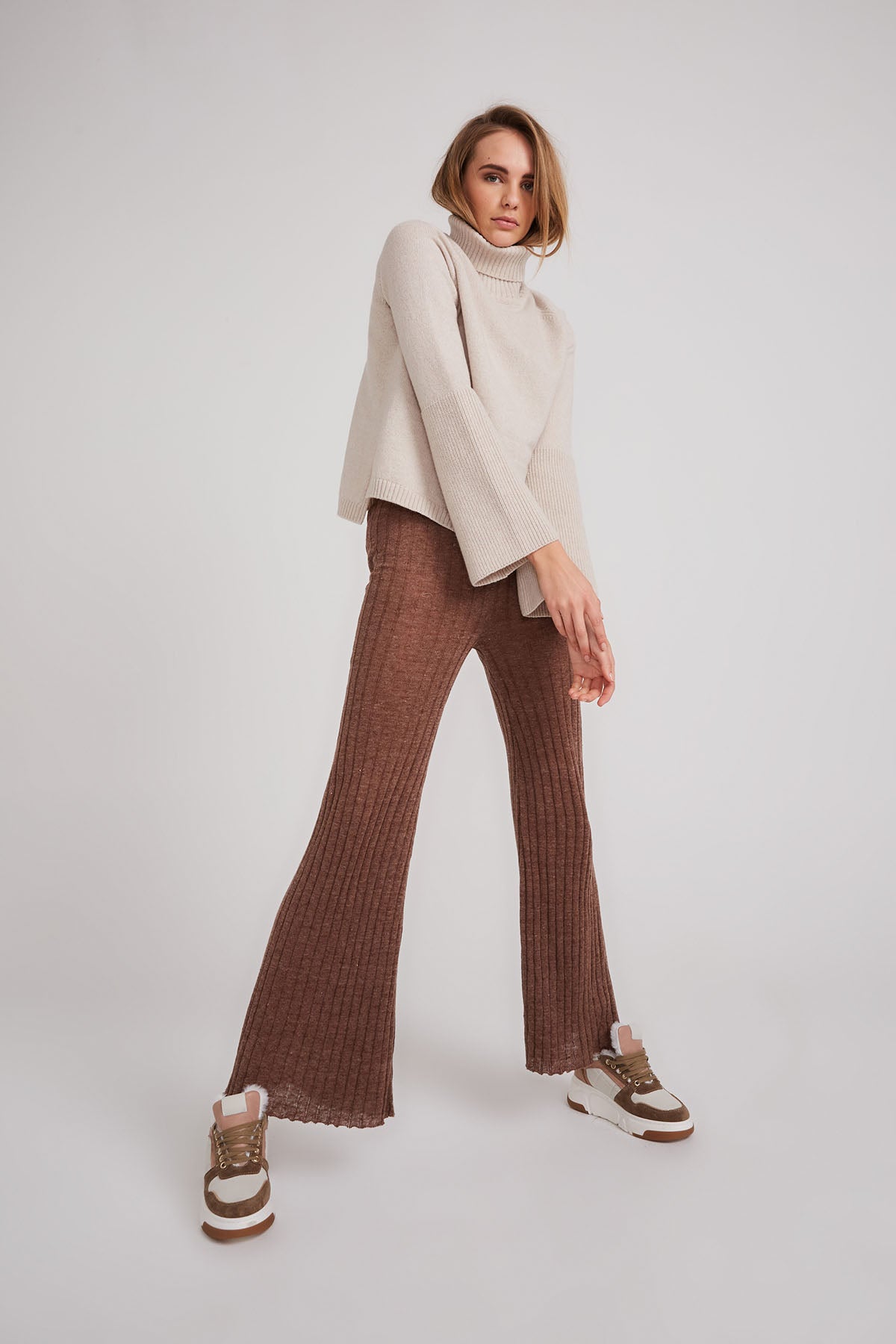 Sienna Wool Fitted Turtleneck - Stone - LAST ONE - Size XS