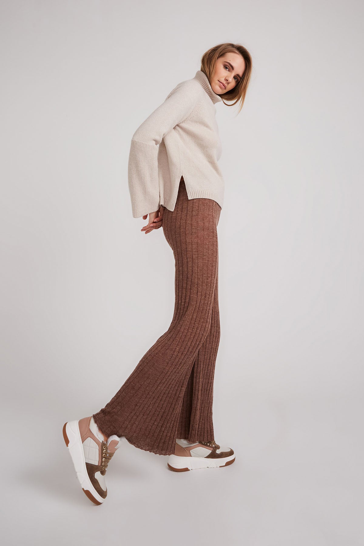 Sienna Wool Fitted Turtleneck - Stone - LAST ONE - Size XS