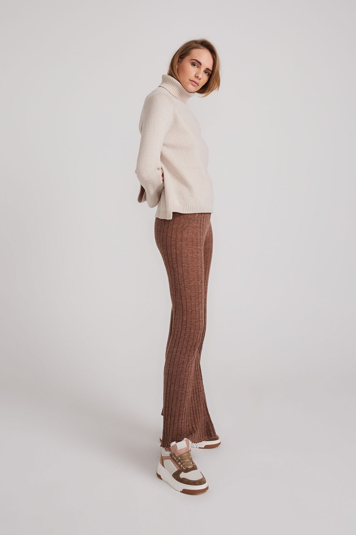 Sienna Wool Fitted Turtleneck - Stone - LAST ONE - Size XS