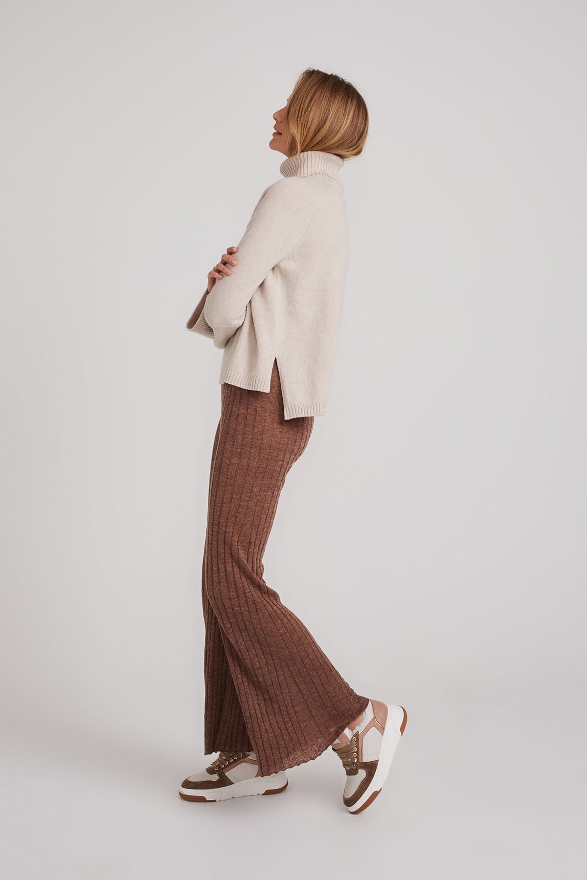 Sienna Wool Fitted Turtleneck - Stone - LAST ONE - Size XS