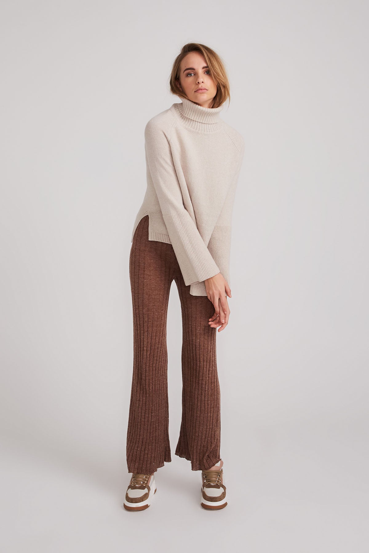 Sienna Wool Fitted Turtleneck - Stone - LAST ONE - Size XS