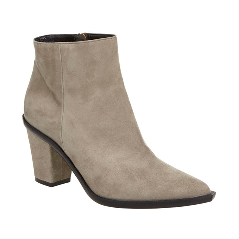 Stacked Heel Ankle Boot Taupe Nubuck
