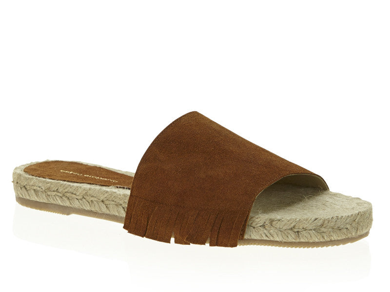 Fringed Slide Espadrille Cognac
