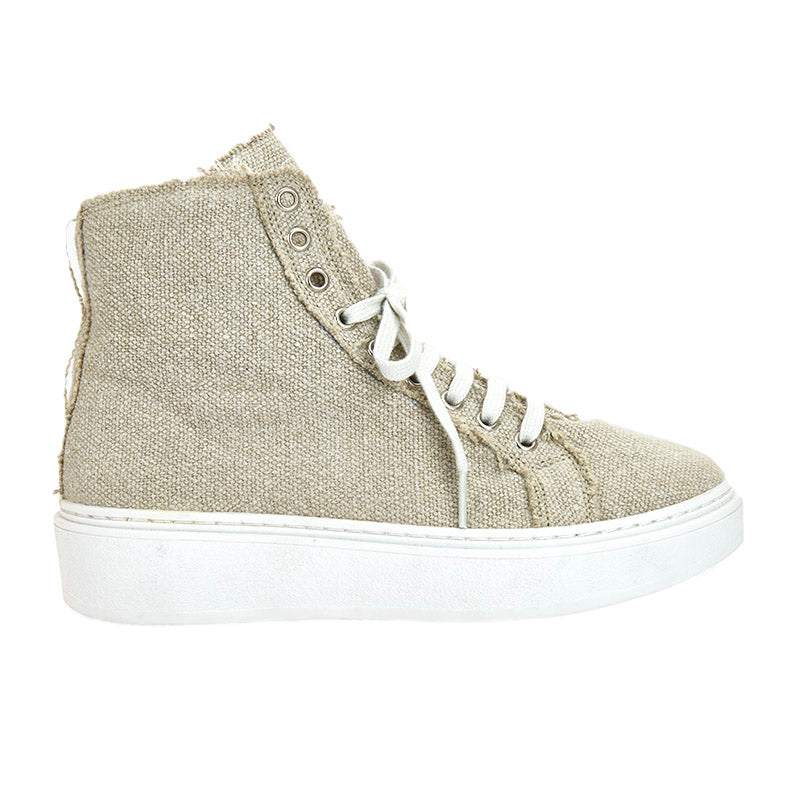 Linen High Top Sneaker - Natural