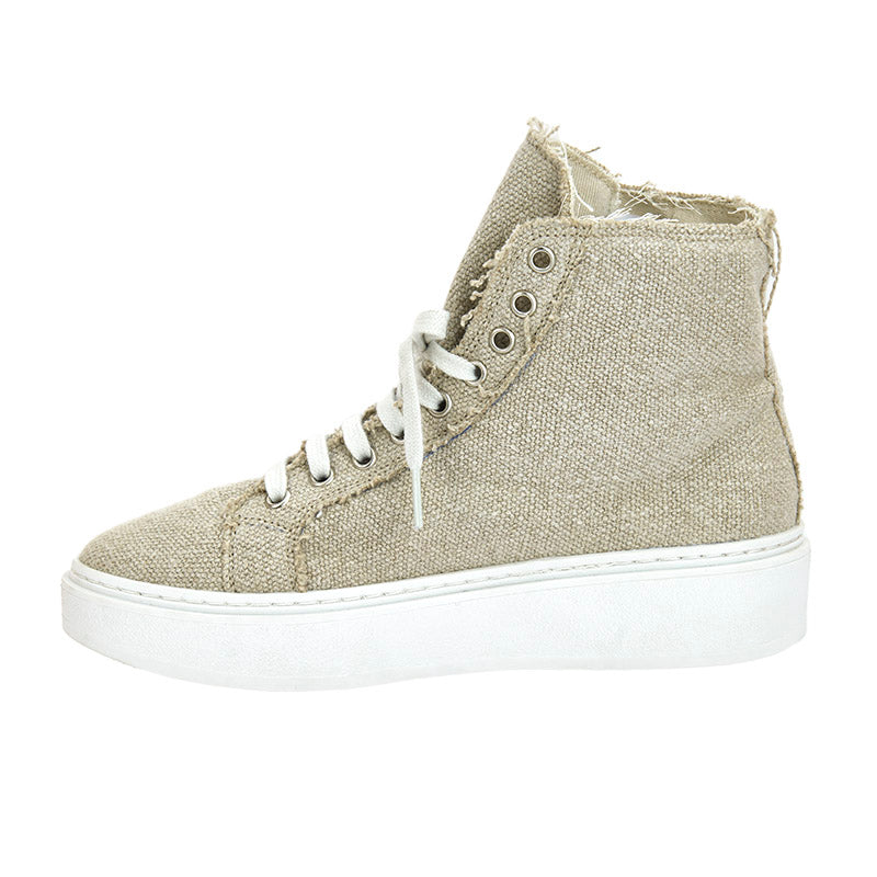 Linen High Top Sneaker - Natural