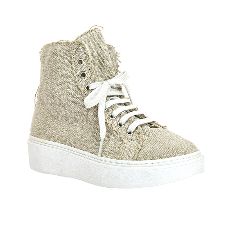 Linen High Top Sneaker - Natural
