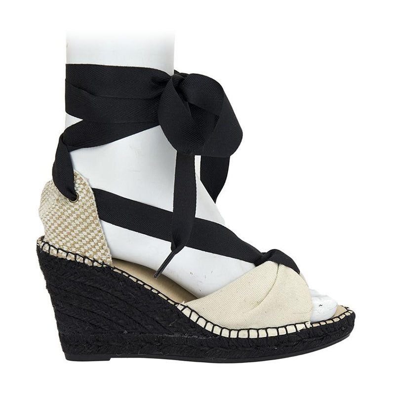 White wedges best sale with ribbon tie