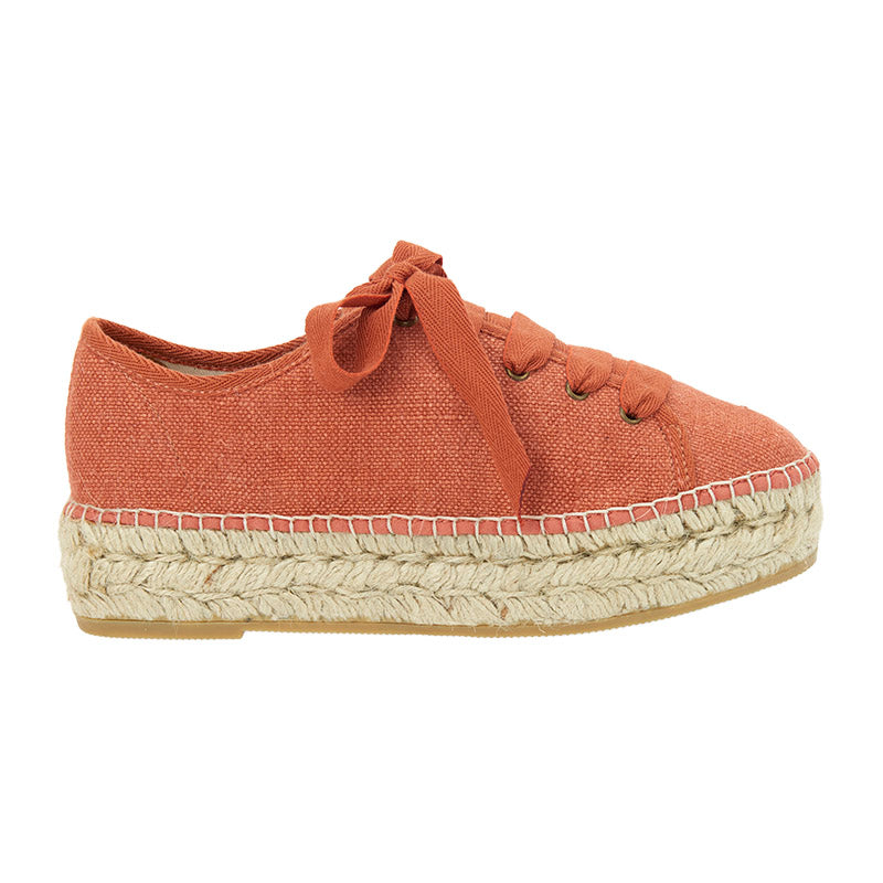 Linen Platform Sneaker - Tangerine - Last Pair - Size 37