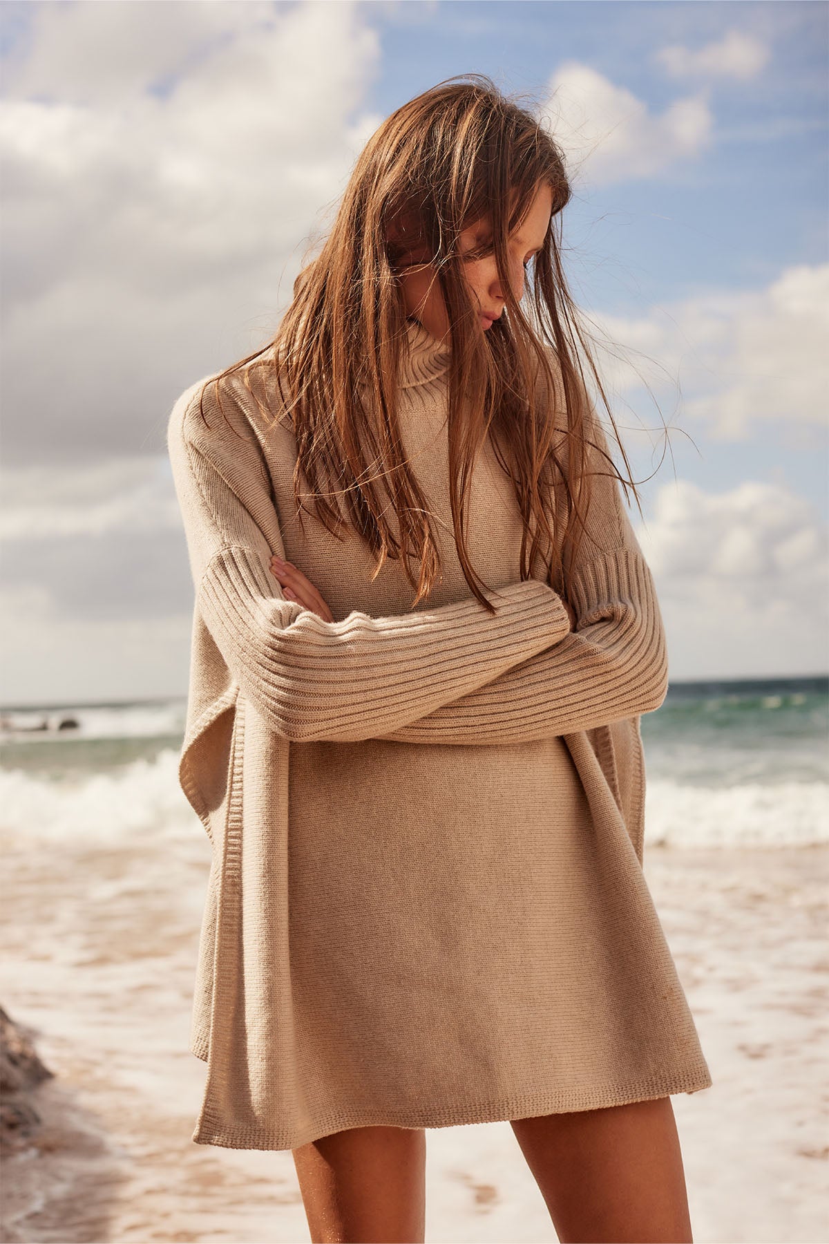 Roll Neck Jumper - Stone - LAST ONE - Size S