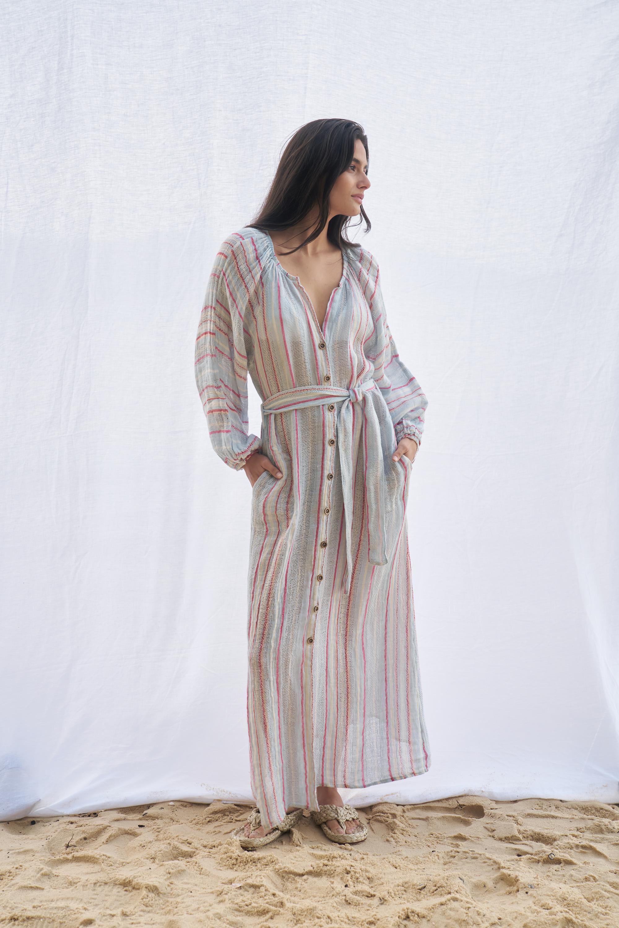 El Manto Dress + Duster - Kalos Stripe