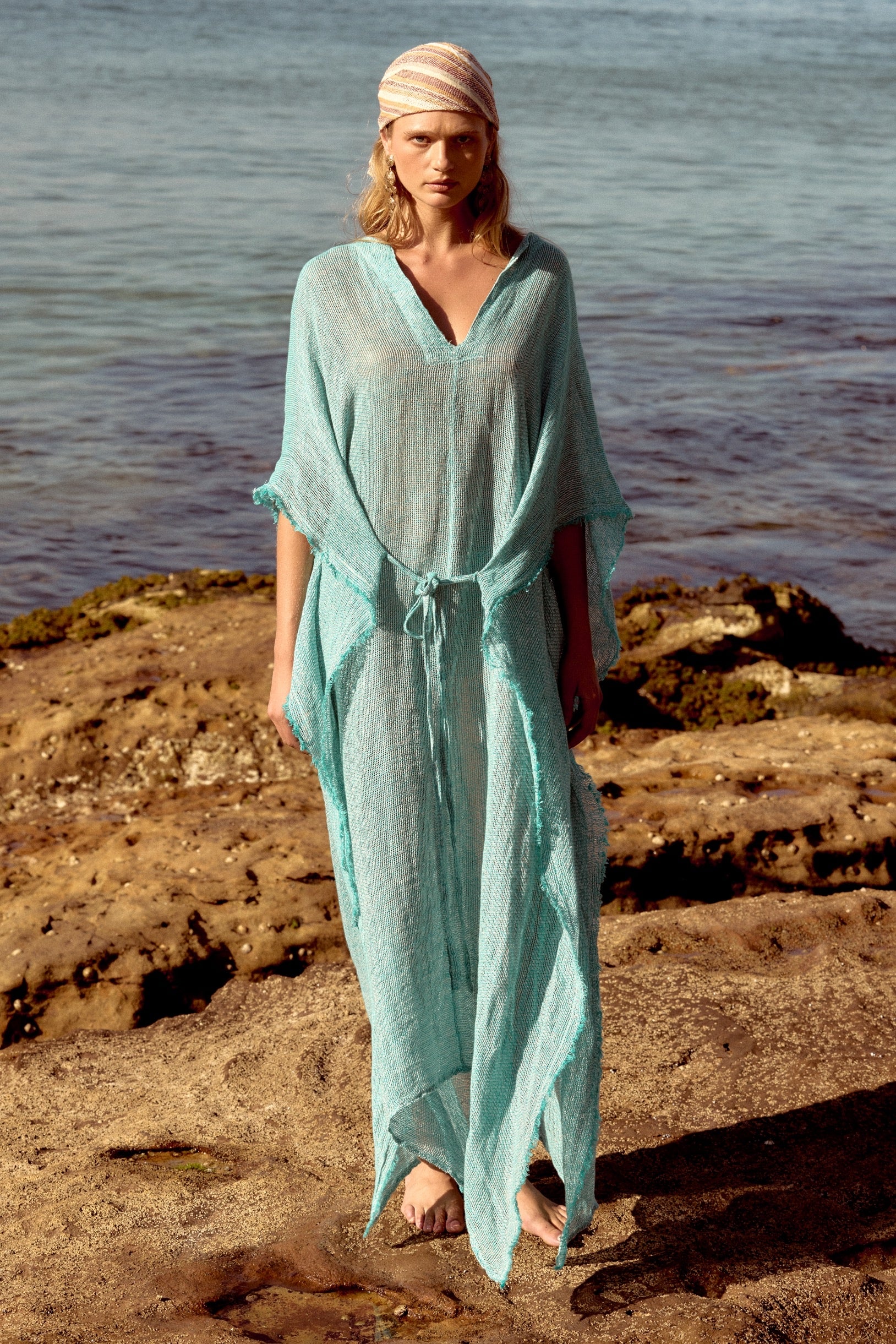 Corfu Kaftan Dress- Rete Turquoise