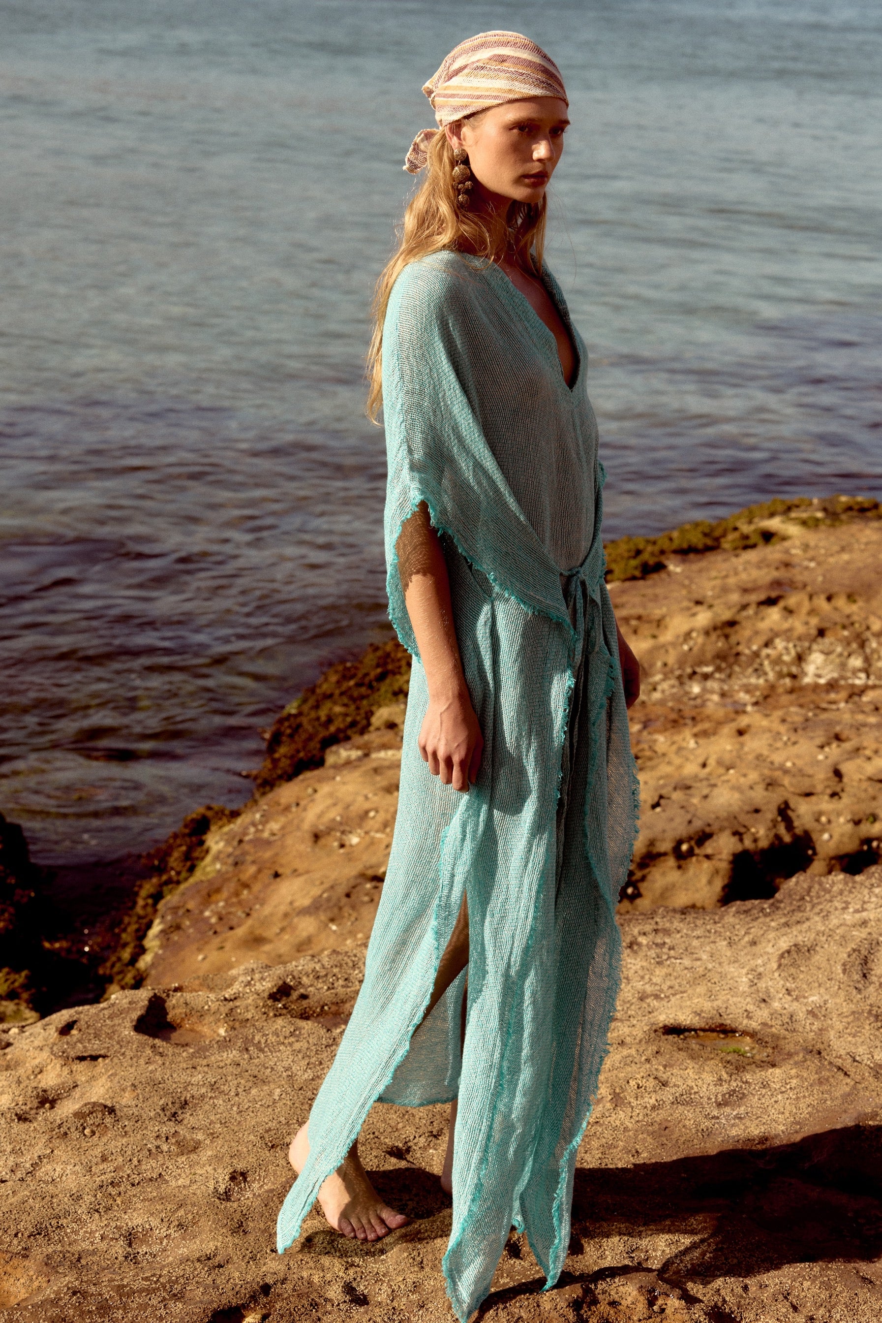 Corfu Kaftan Dress- Rete Turquoise