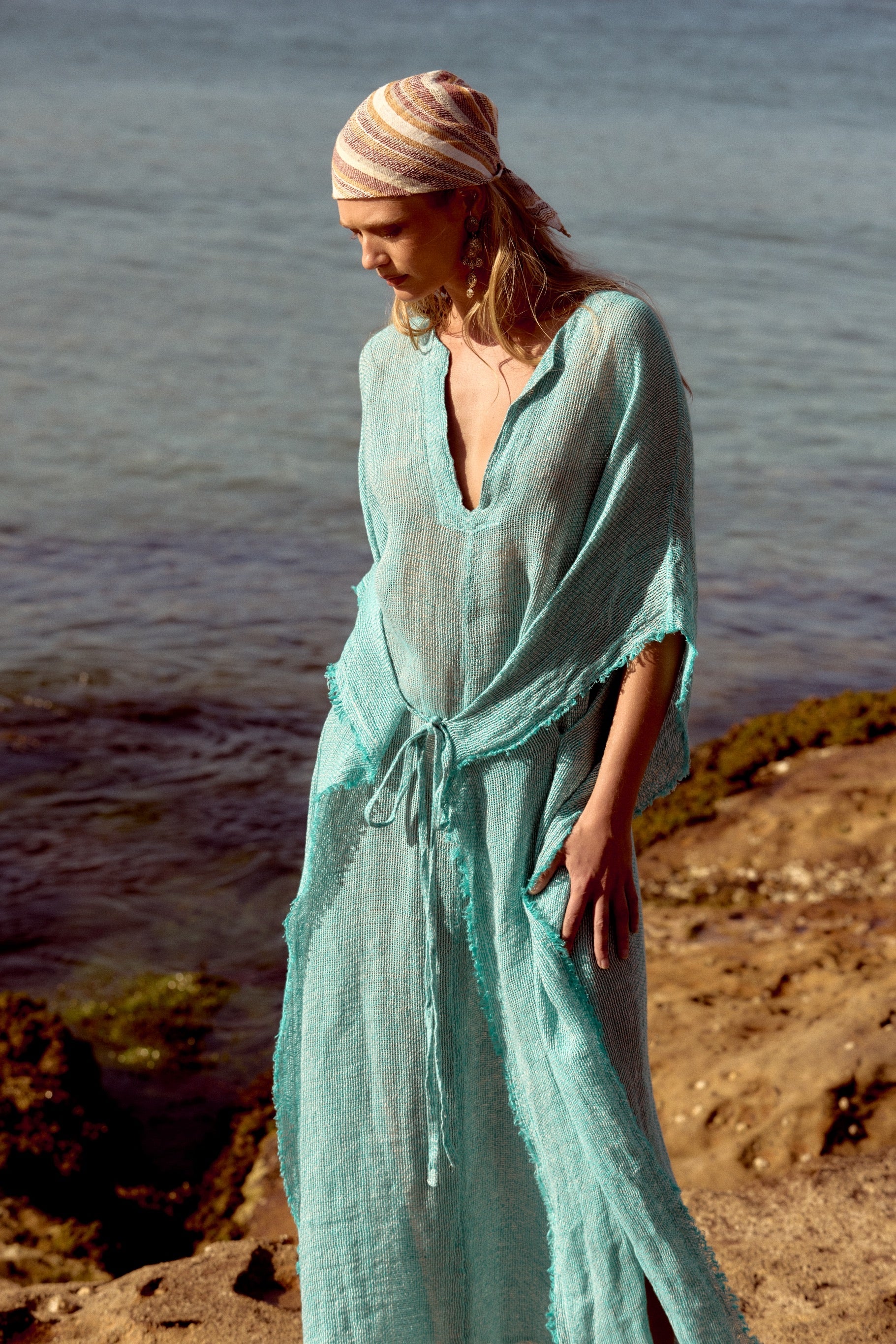 Corfu Kaftan Dress- Rete Turquoise