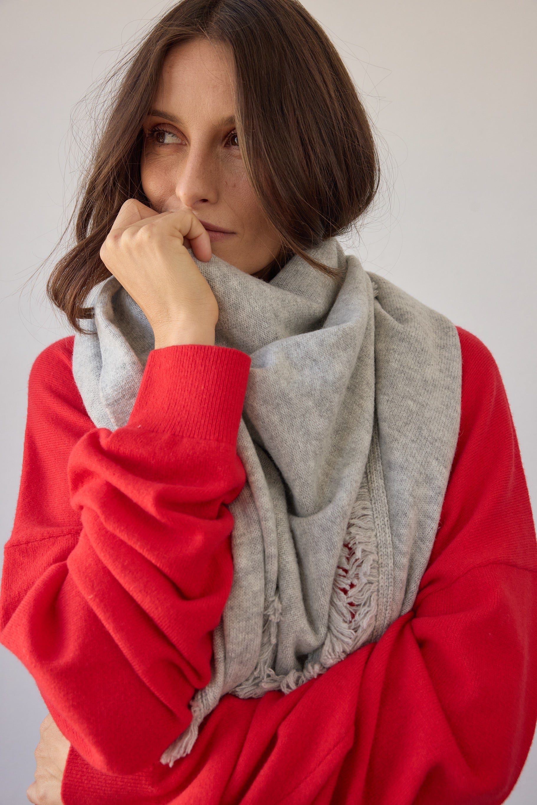 Isabelle Wool Cashmere Wrap - Grey