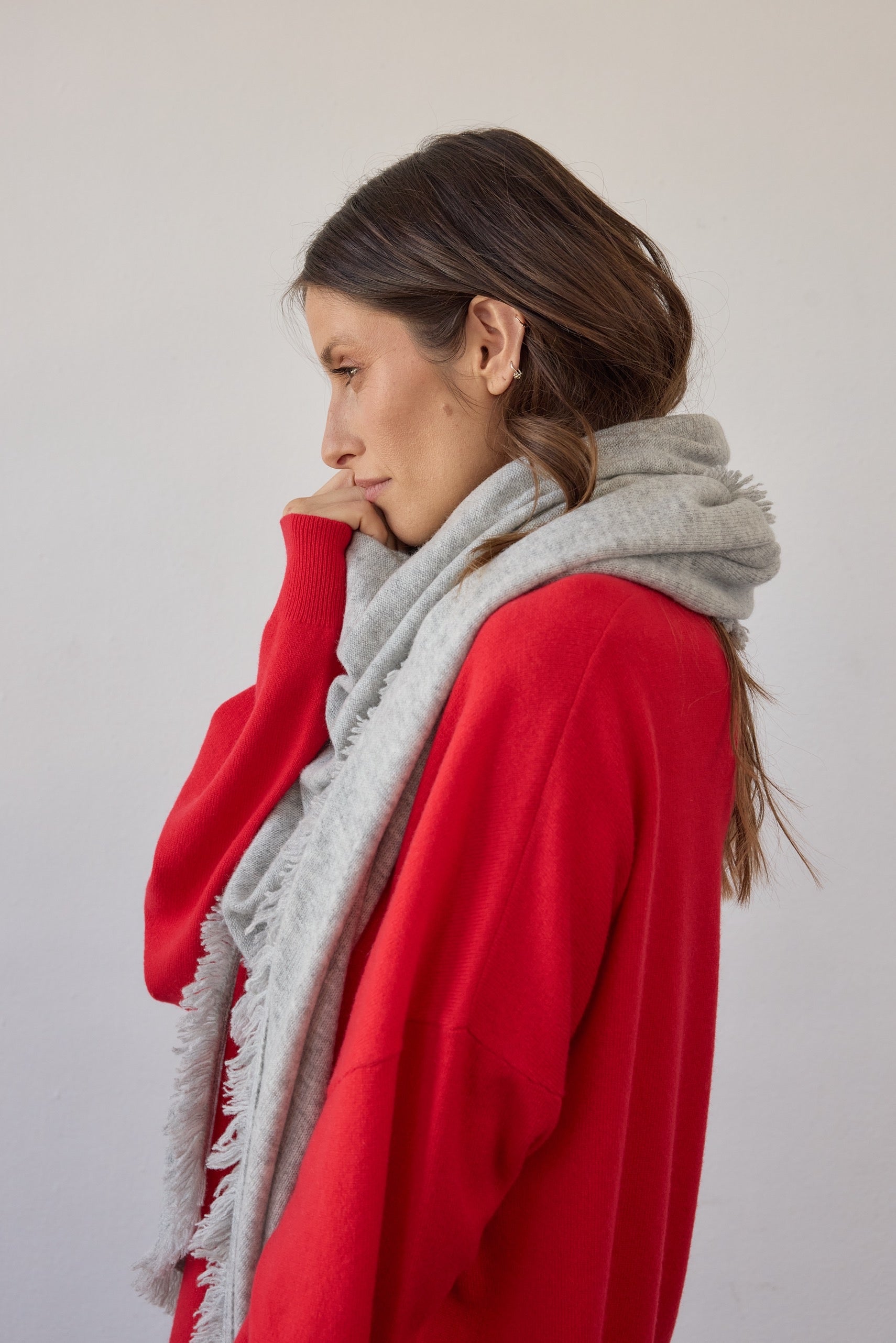 Isabelle Wool Cashmere Wrap - Grey