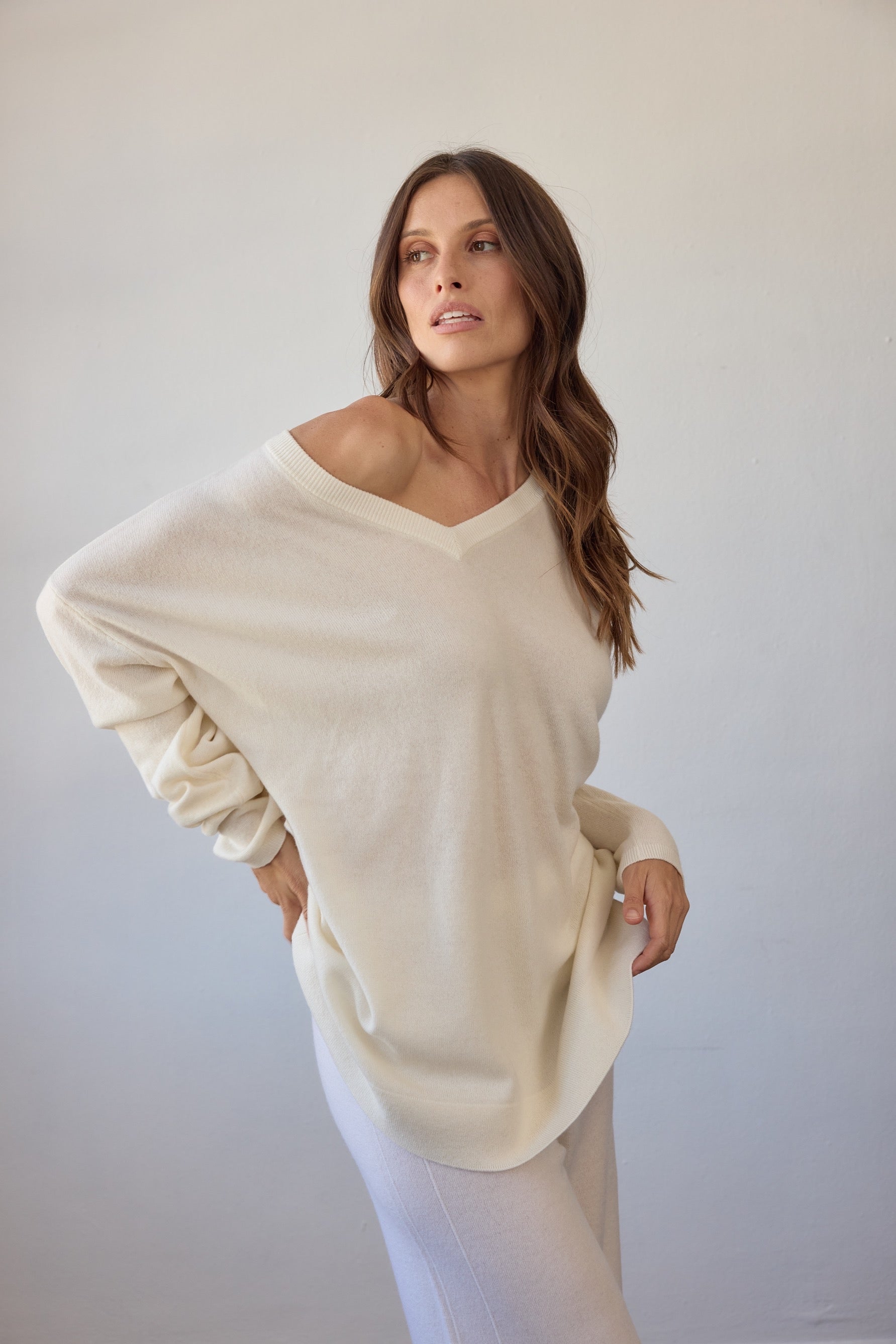 Camille Reversible Cashmere Sweater - Off White