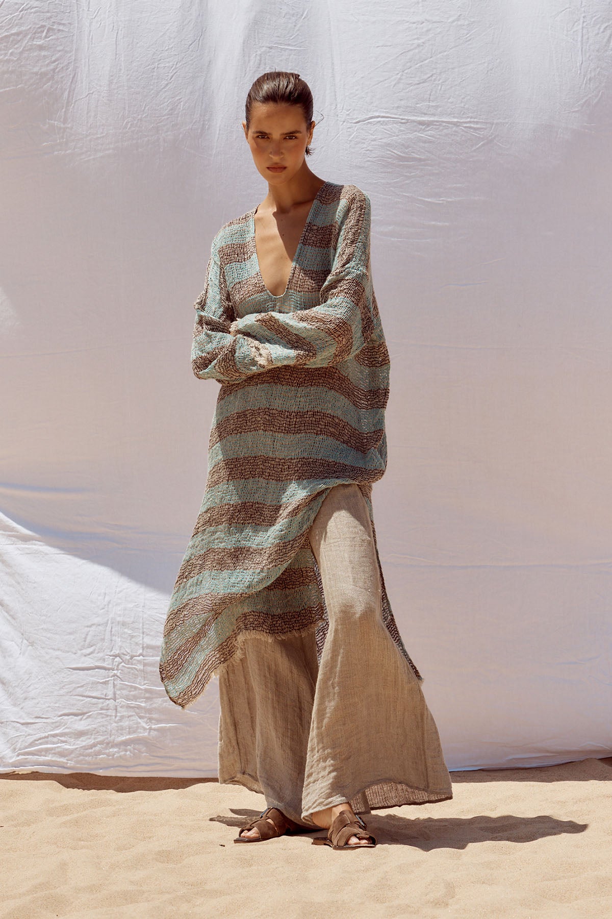 Azella Dress - Chocolate/Turquoise Pescatore Stripe