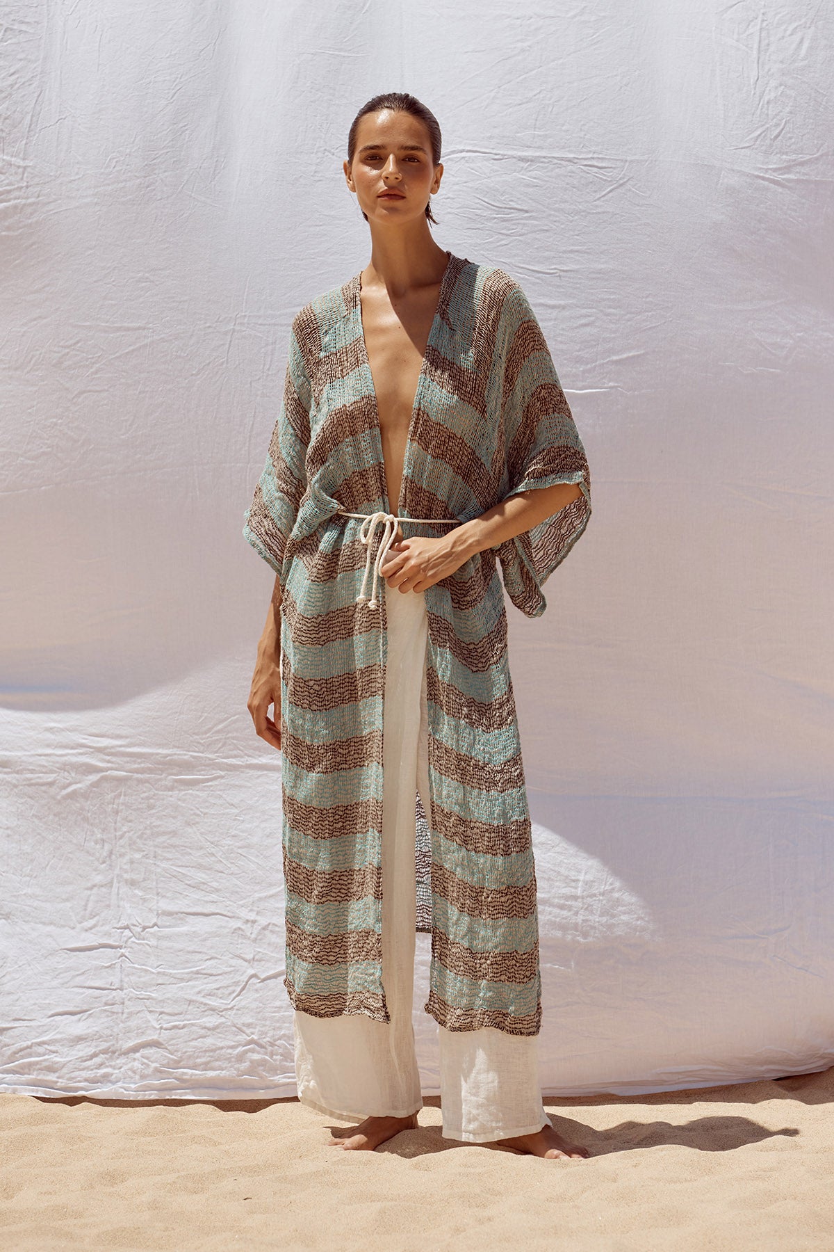 Corda Maxi Duster - Chocolate/Turquoise Pescatore Stripe