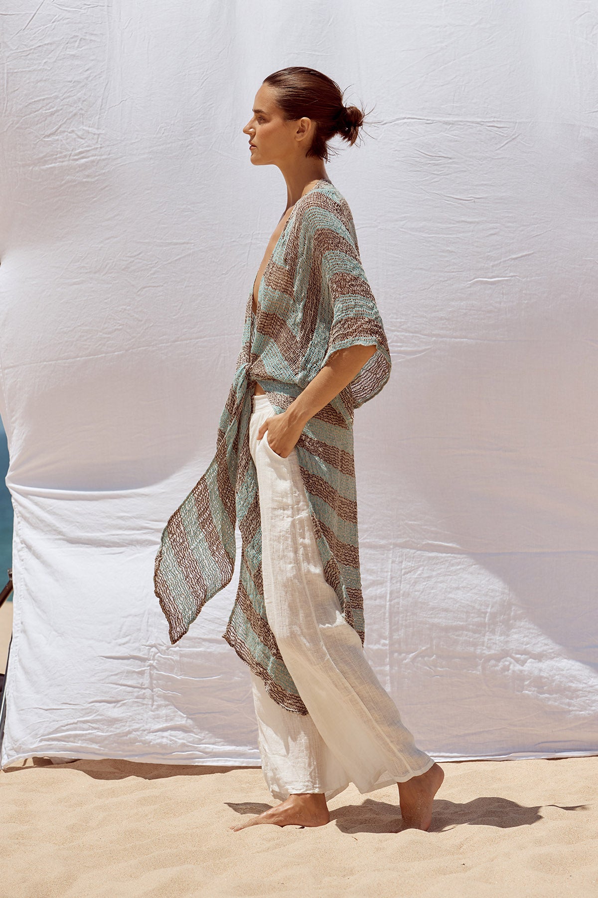 Corda Maxi Duster - Chocolate/Turquoise Pescatore Stripe