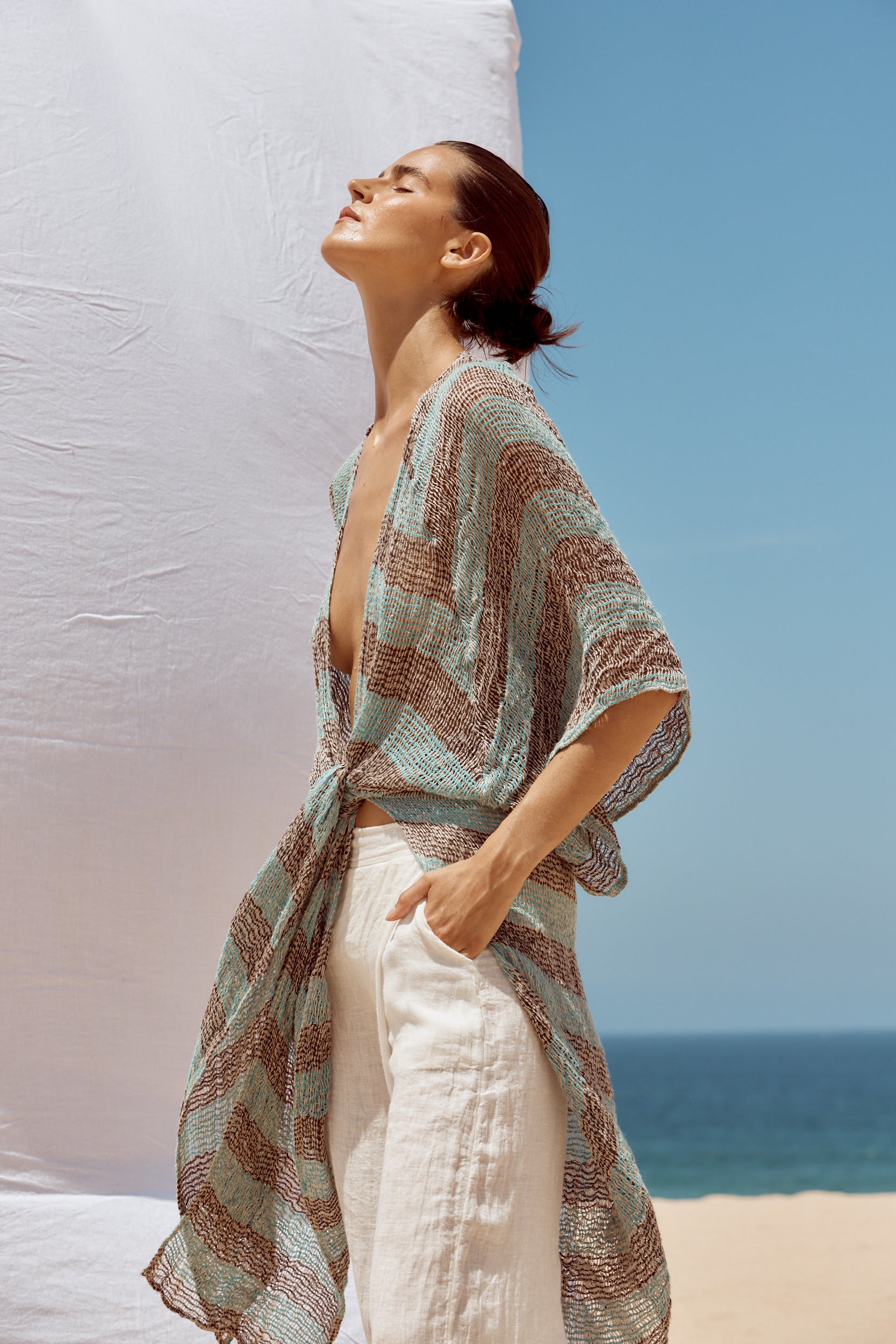 Corda Maxi Duster - Chocolate/Turquoise Pescatore Stripe