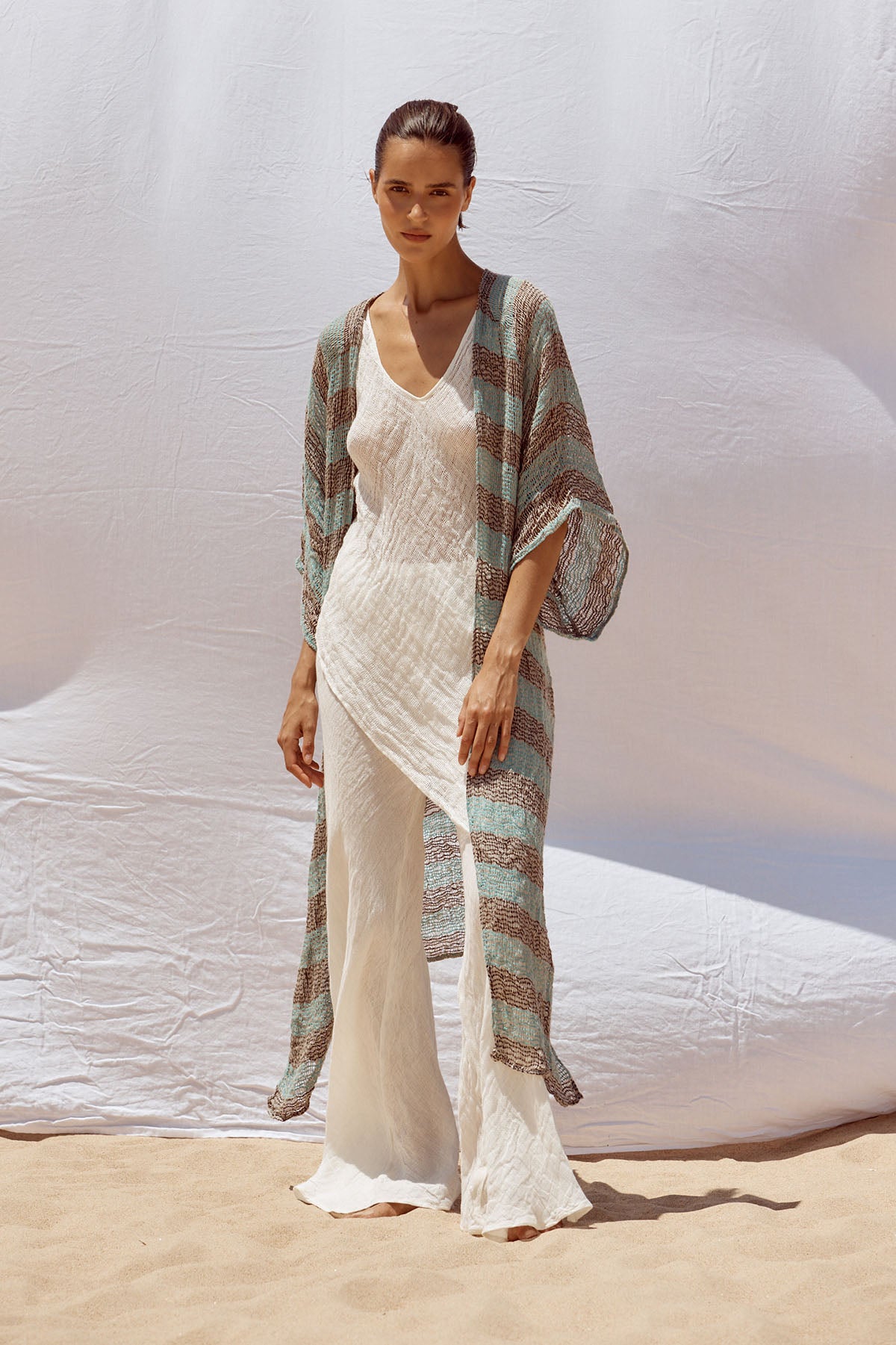 Corda Maxi Duster - Chocolate/Turquoise Pescatore Stripe