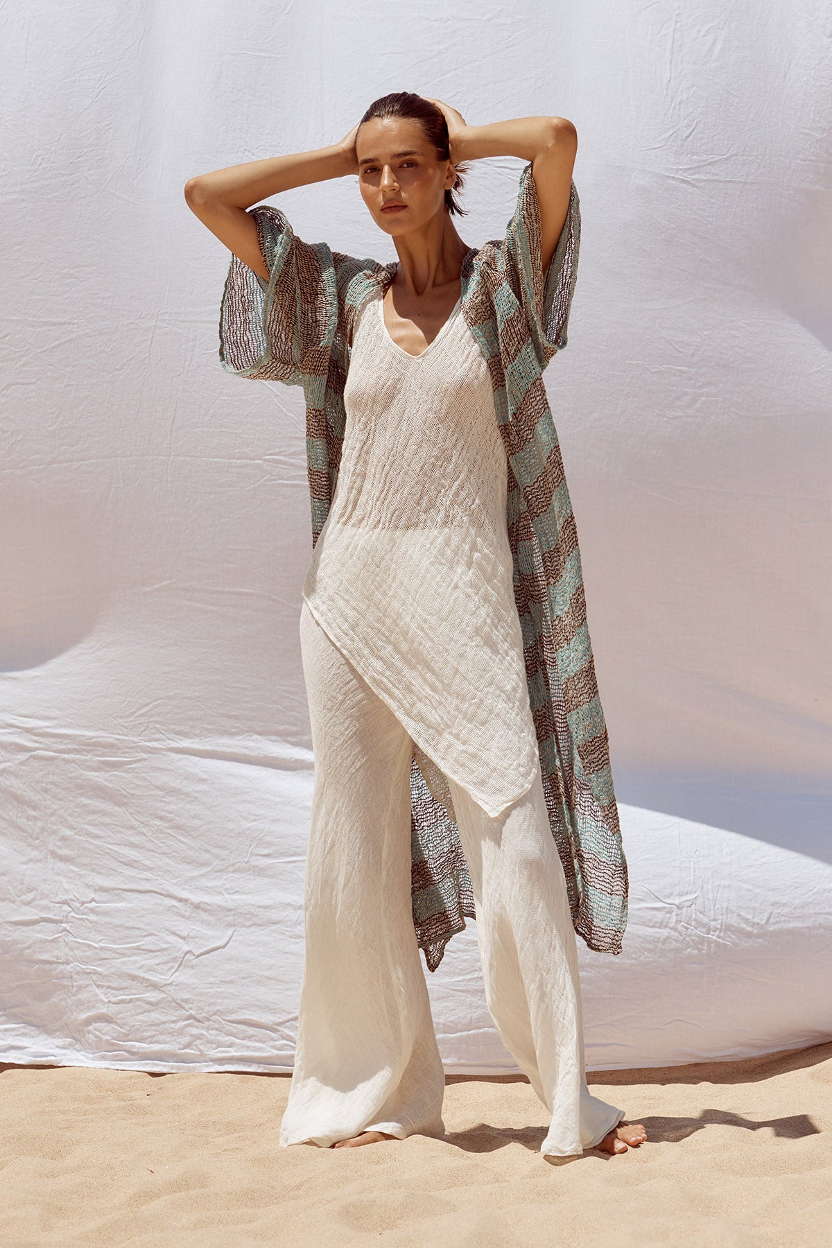 Corda Maxi Duster - Chocolate/Turquoise Pescatore Stripe