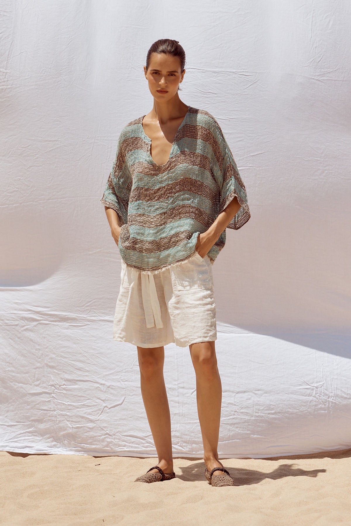 Miramare Top - Chocolate/Turquoise