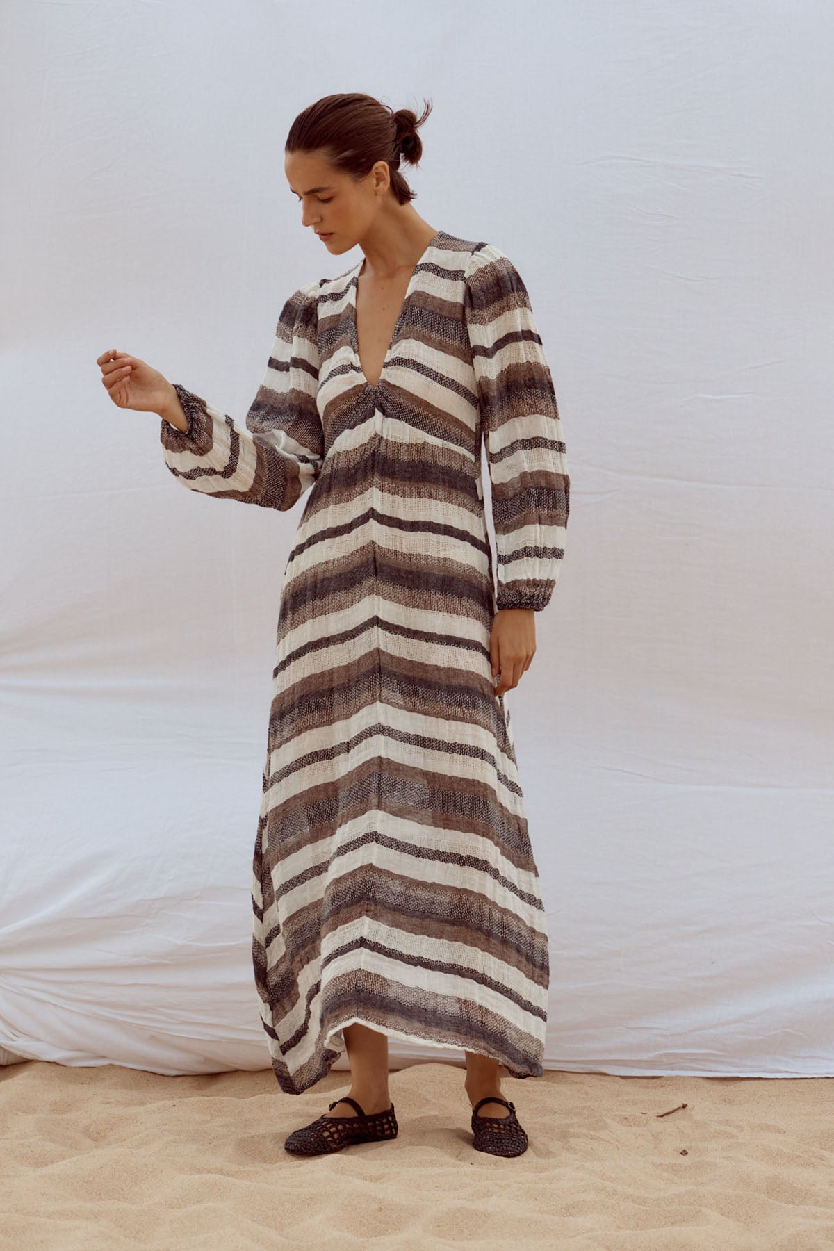 Ti Amo Maxi Dress - Dark Chocolate Stripe - Last One