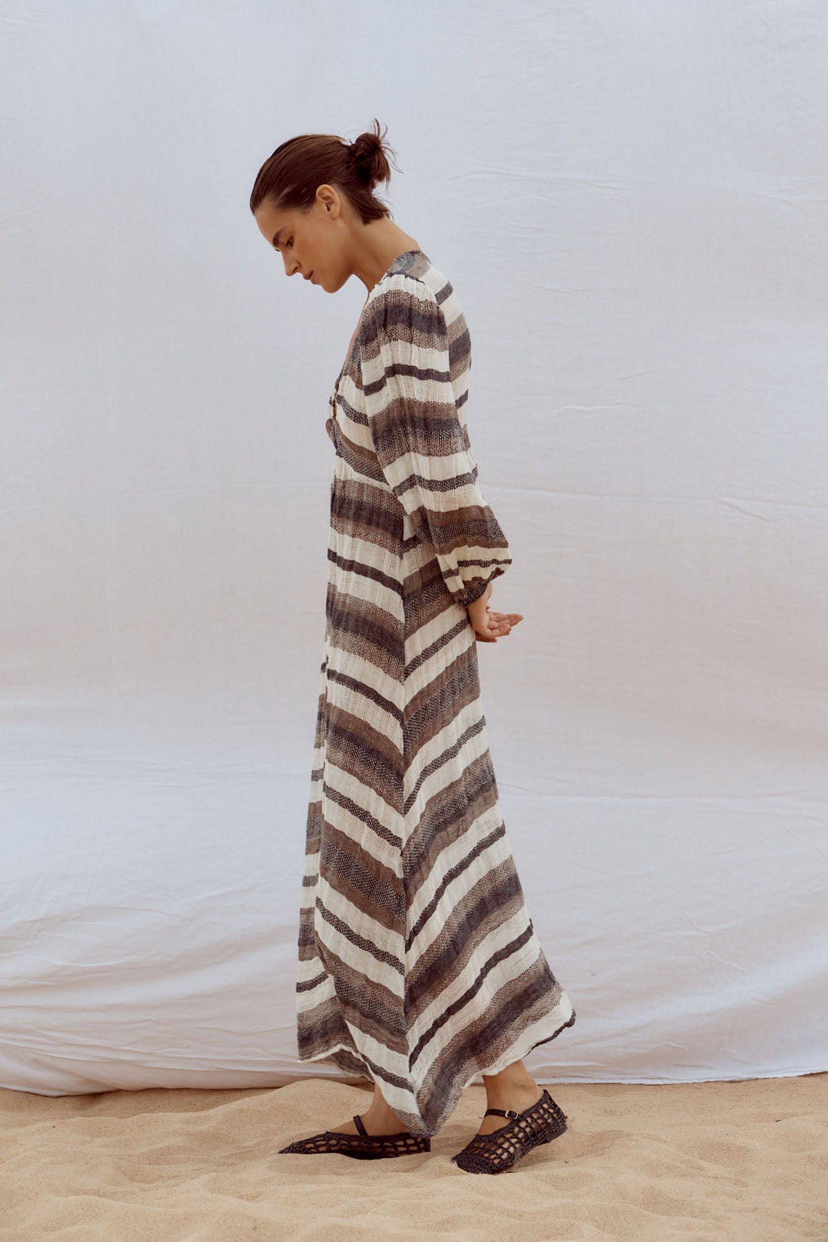 Ti Amo Maxi Dress - Dark Chocolate Stripe - Last One