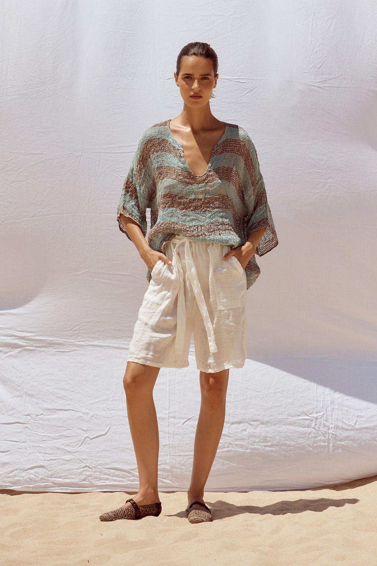 Miramare Top - Chocolate/Turquoise