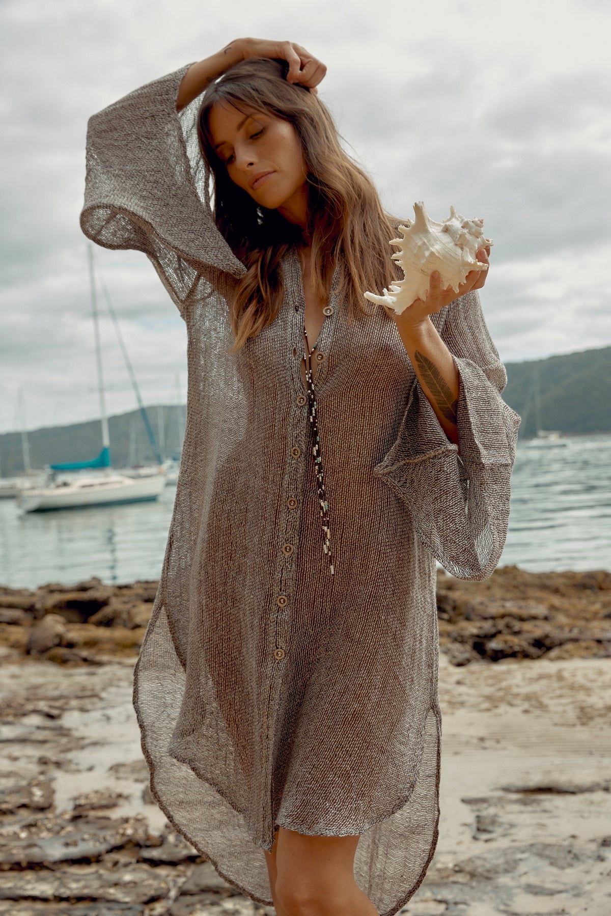 Cono Dress - Rete Chocolate