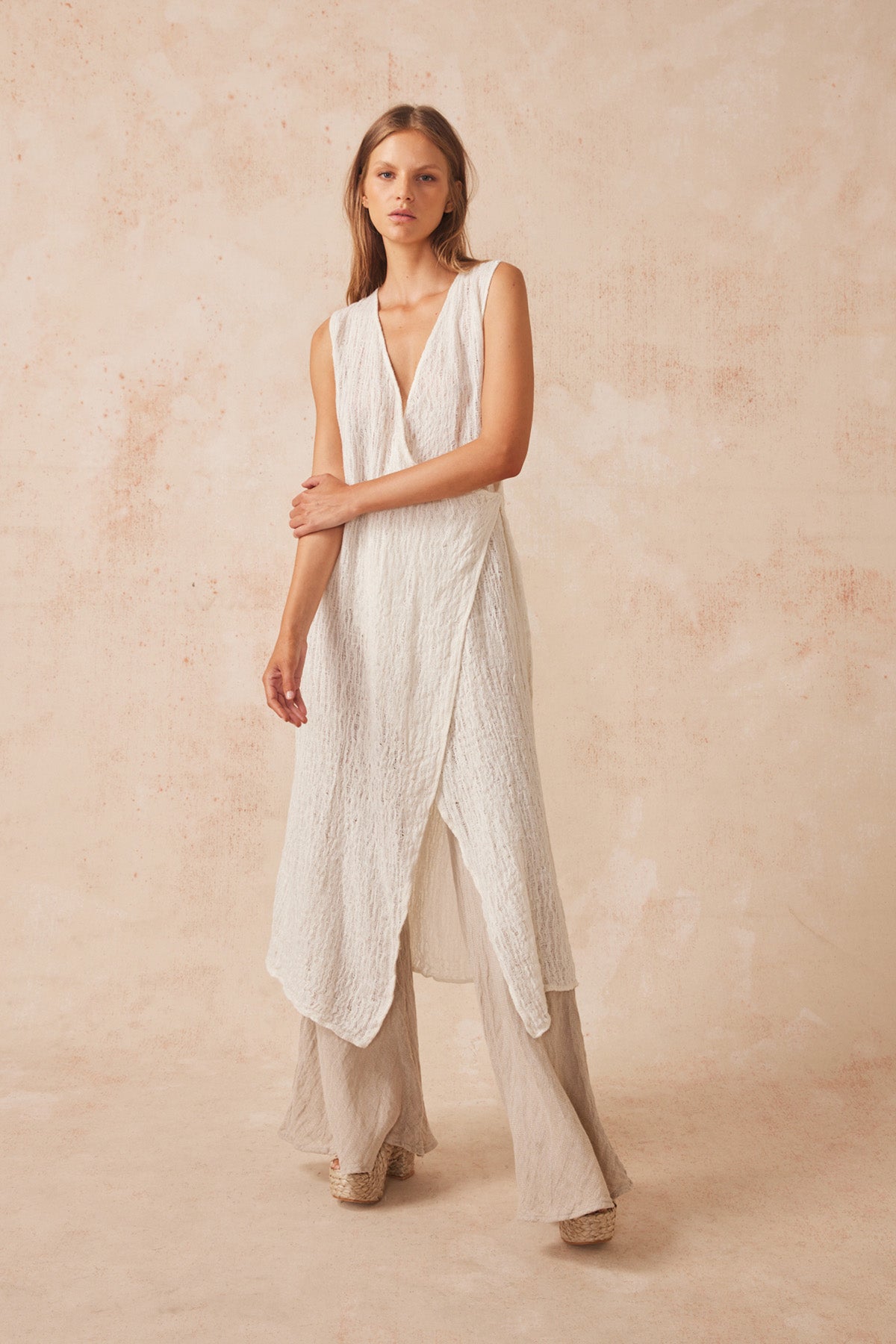 Atlas Slip Midi Dress - Stracciatella Panna