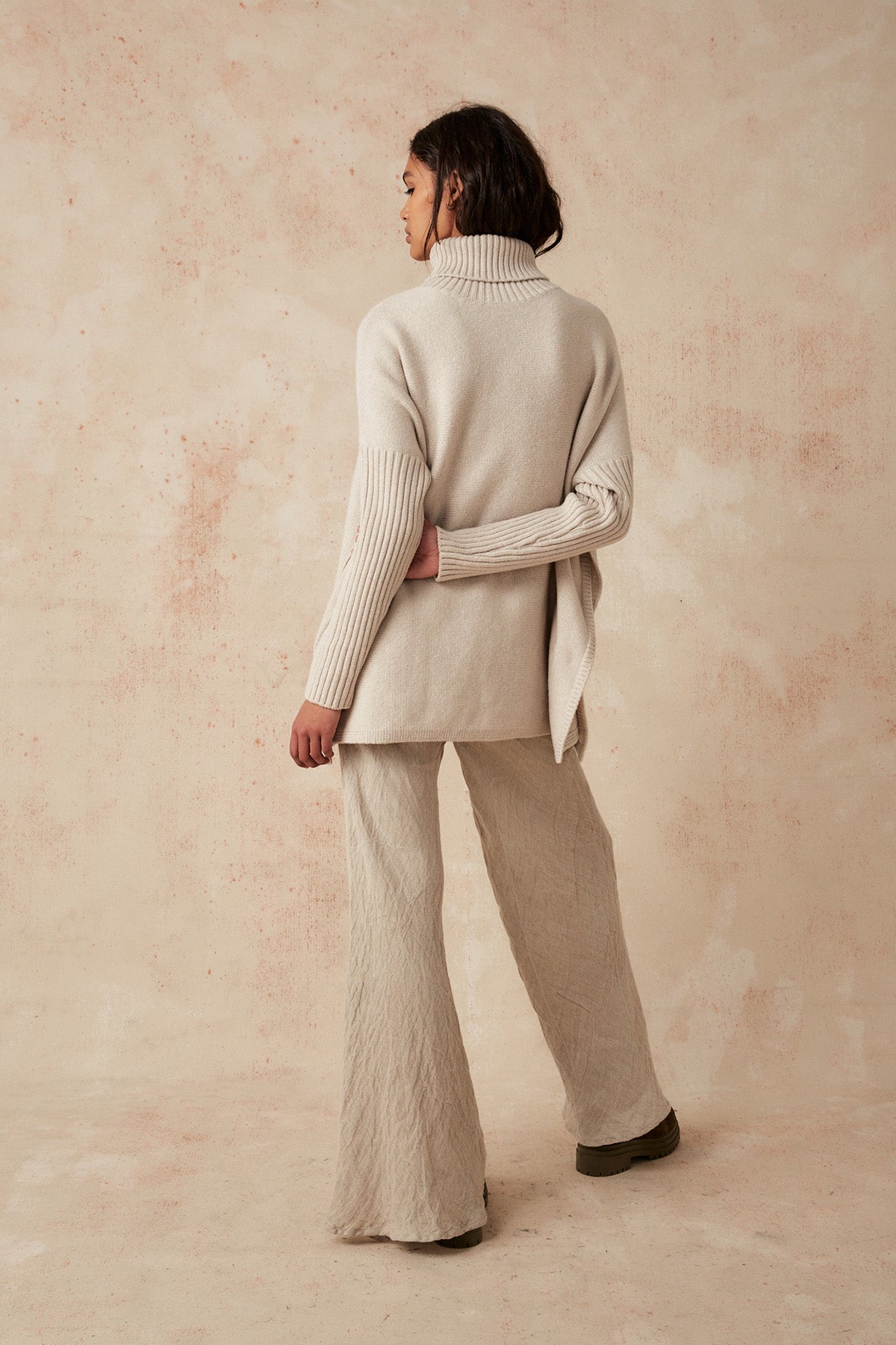 Roll Neck Jumper - Stone - LAST ONE - Size S