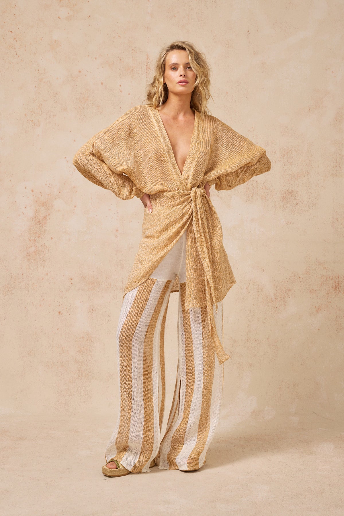 Ozzonto Pant - Oro Stripe/Battista Panna