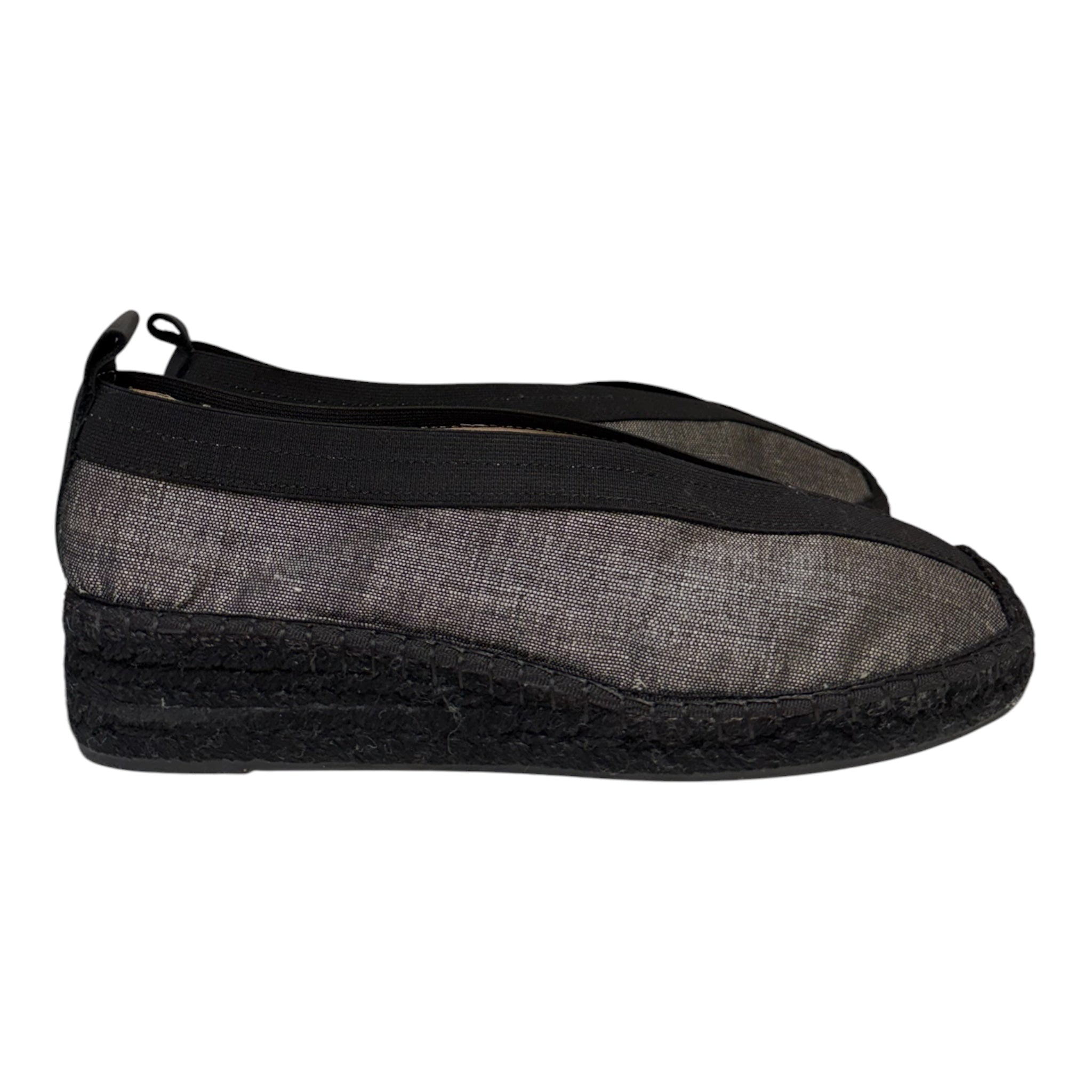 Elastic Espadrille Flats - Black