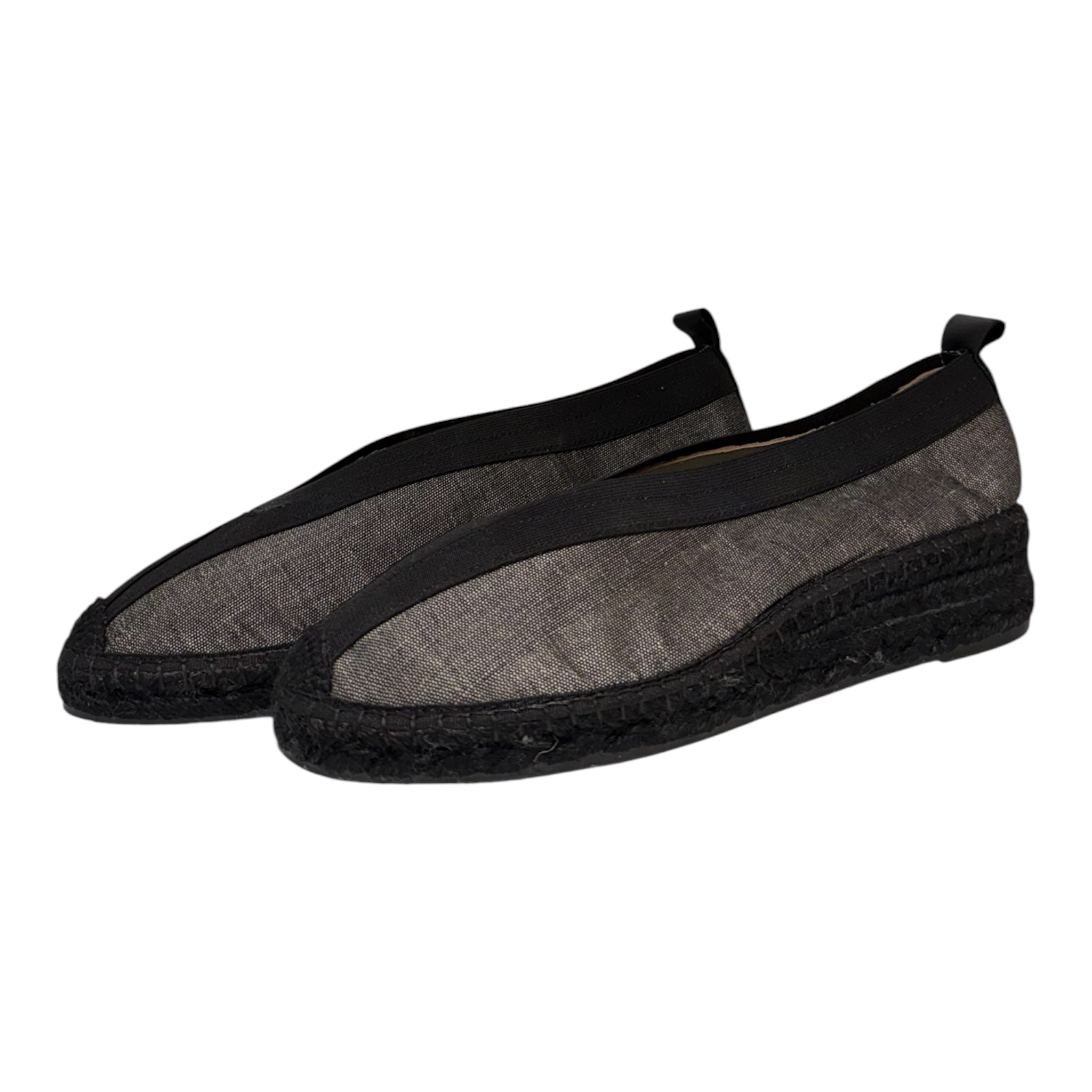 Elastic Espadrille Flats - Black