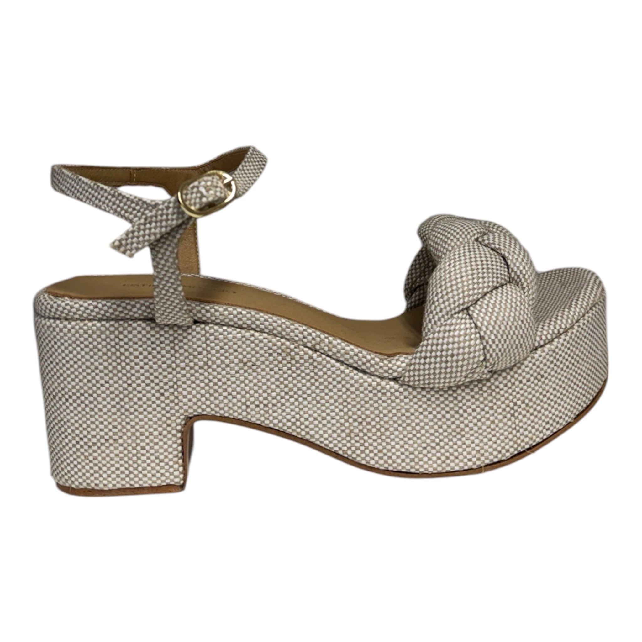 Linen Stacked Heel - Linen