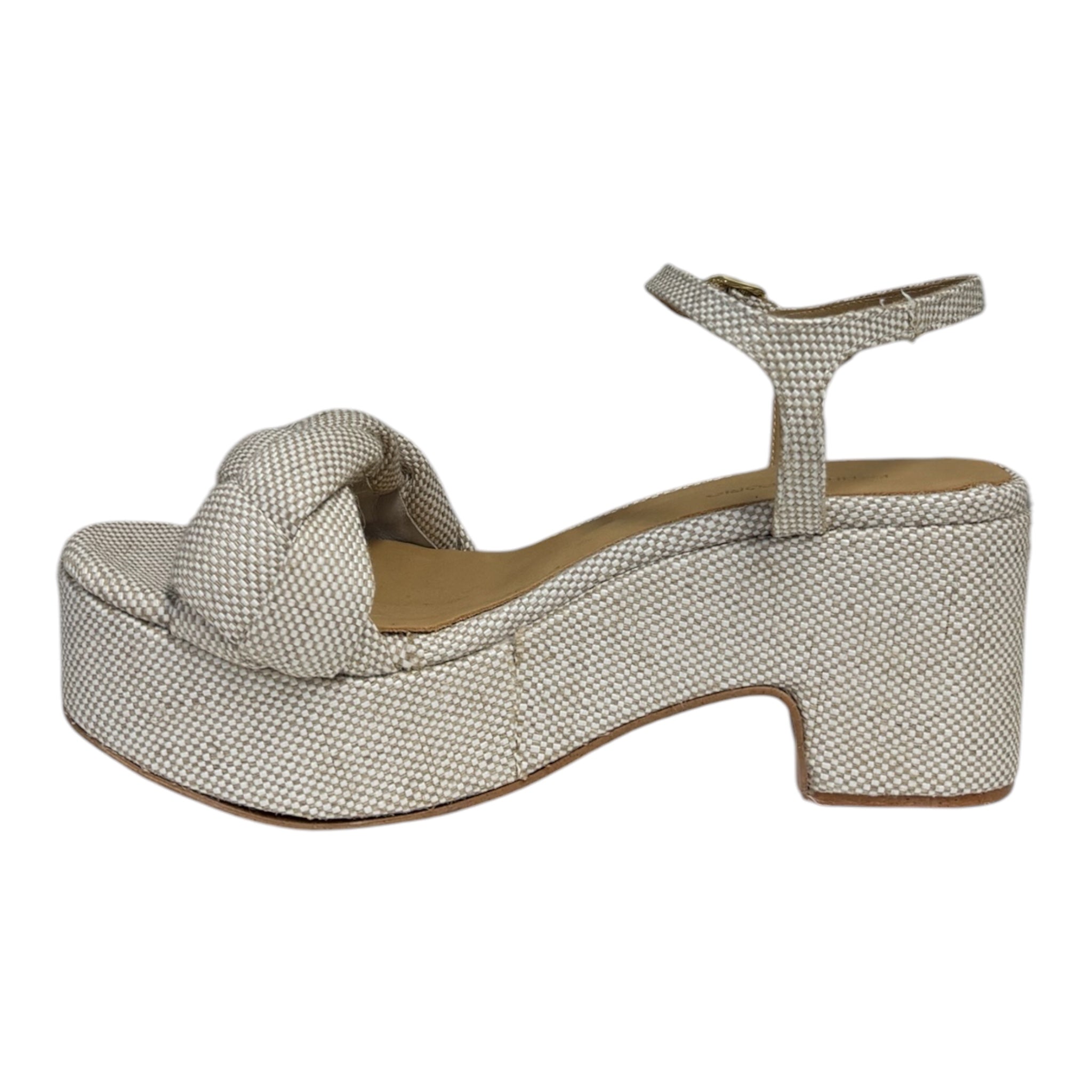 Linen Stacked Heel - Linen