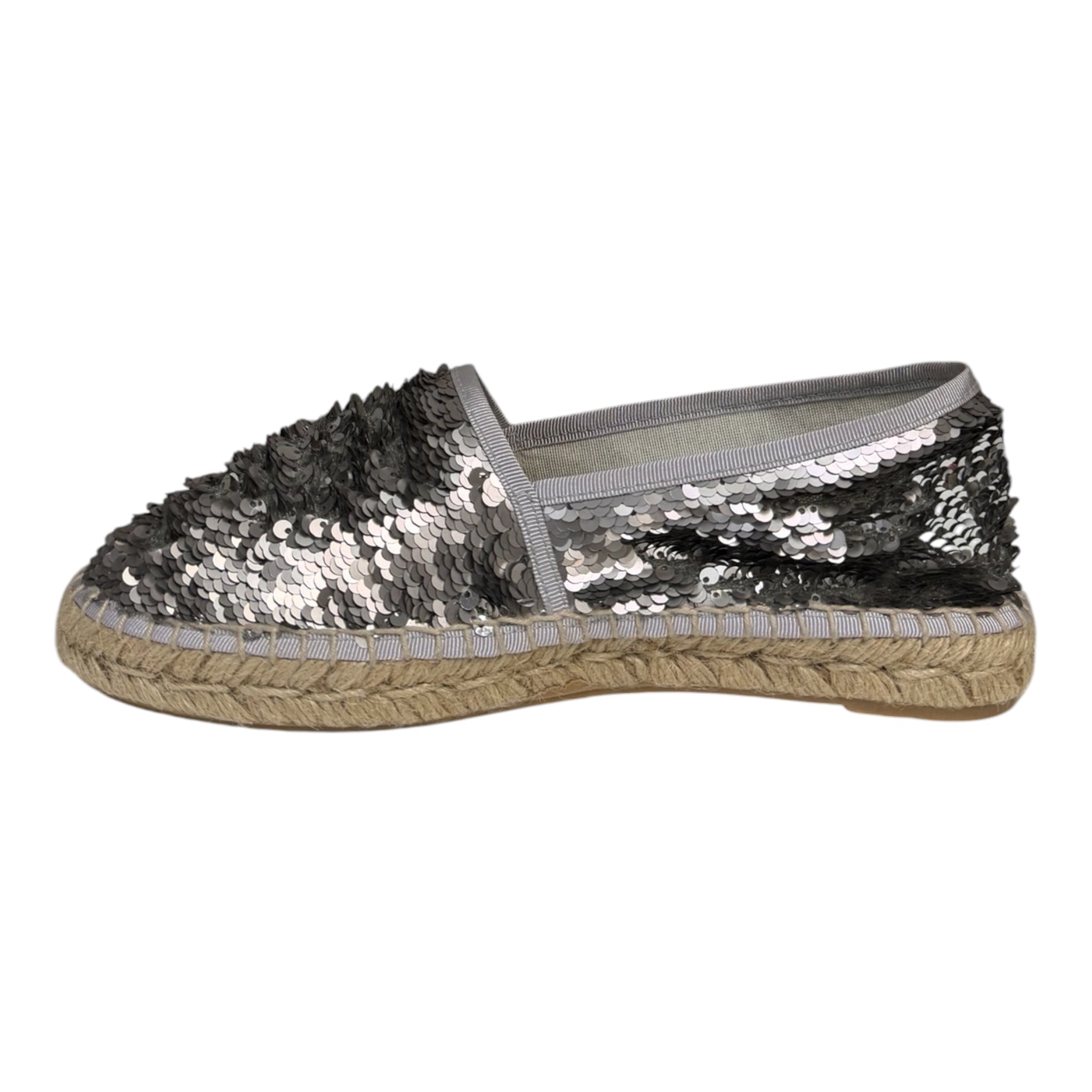 Sequin Espadrille Loafer - Silver