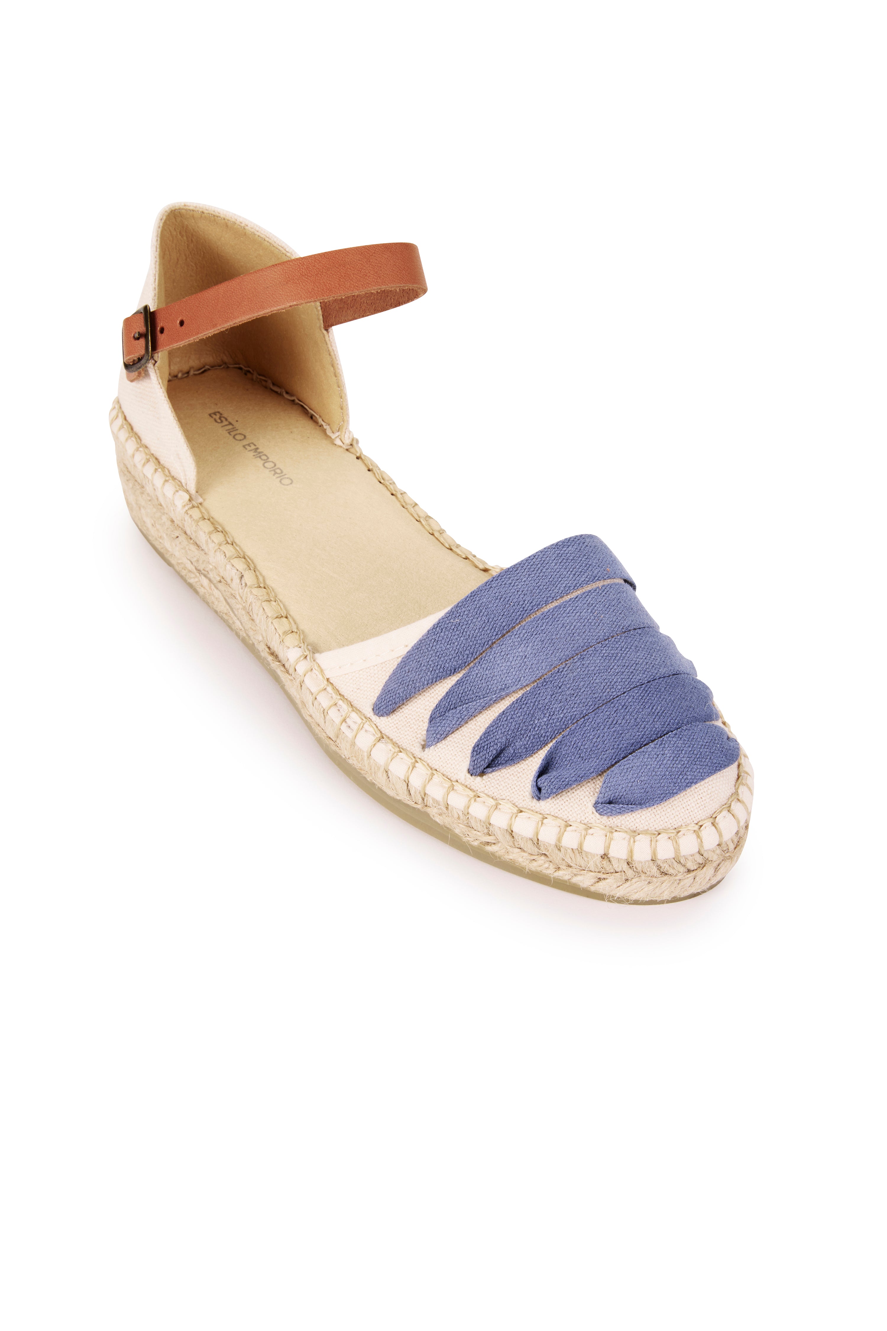 Ribbon Lace Flat - Ivory/Blue